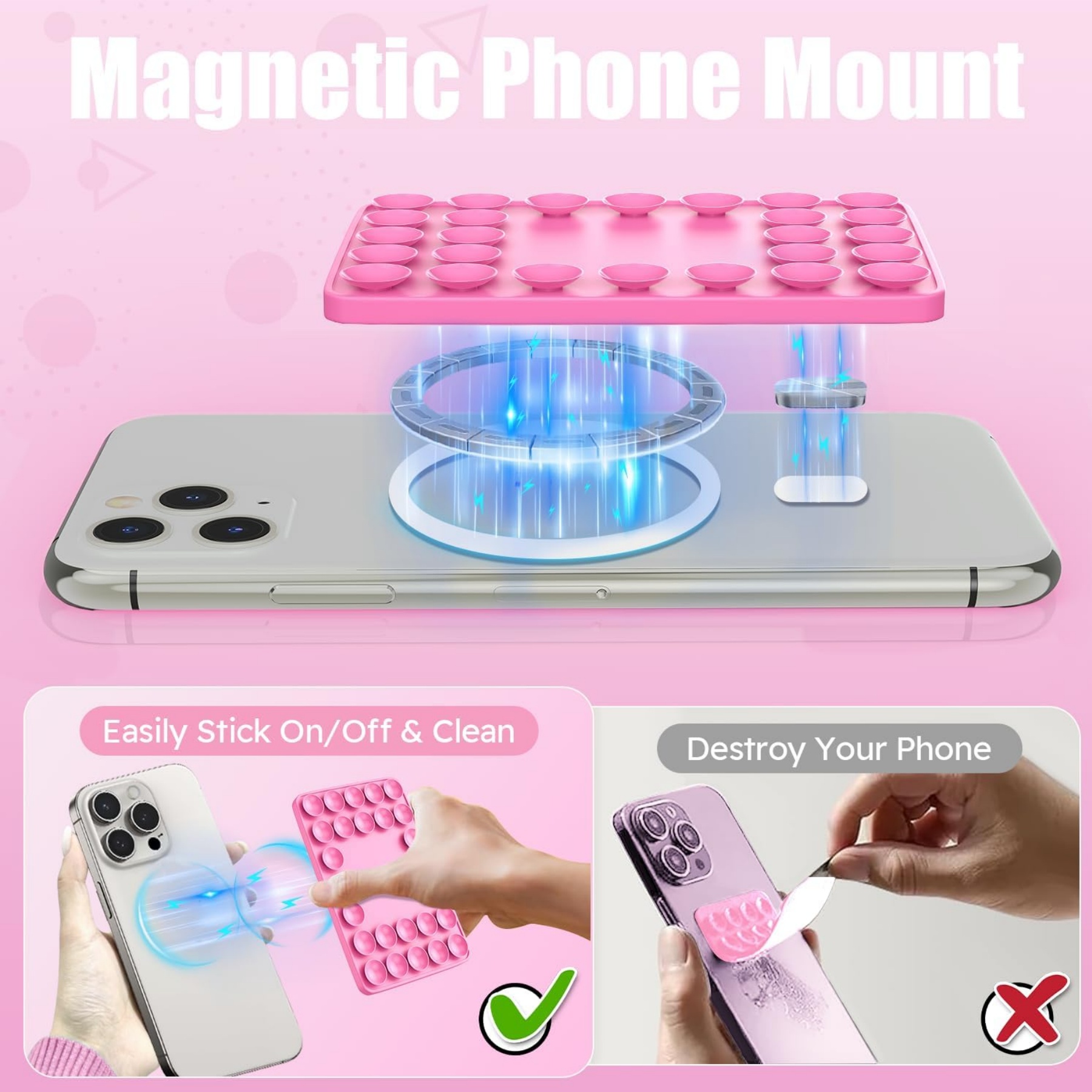 Magnetic Silicone Suction Cup Phone Mount 2