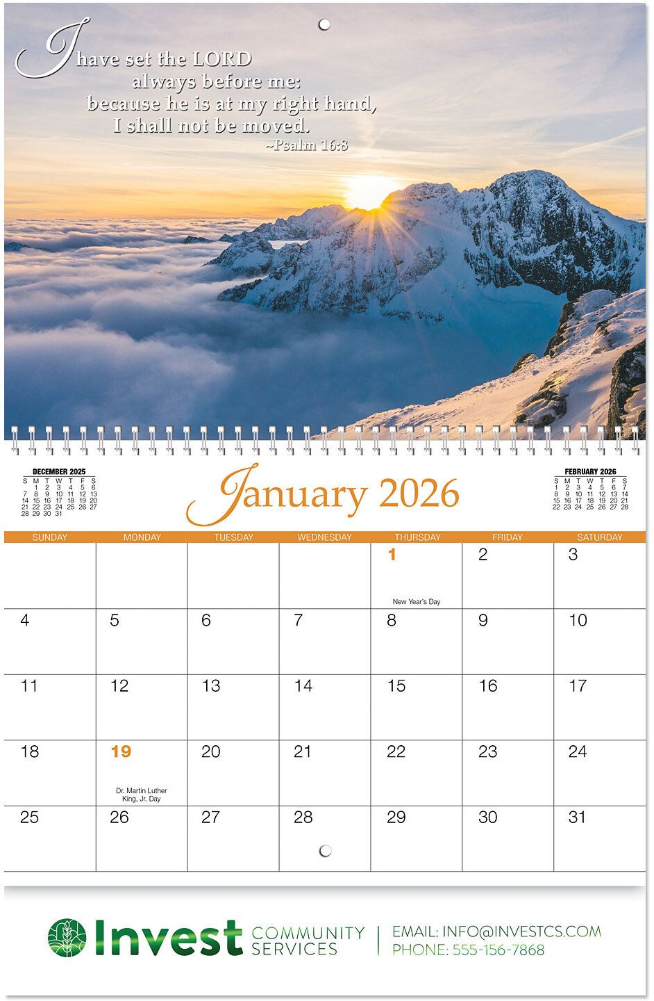 CHRISTIAN GRACE SPIRAL WALL CALENDAR 16