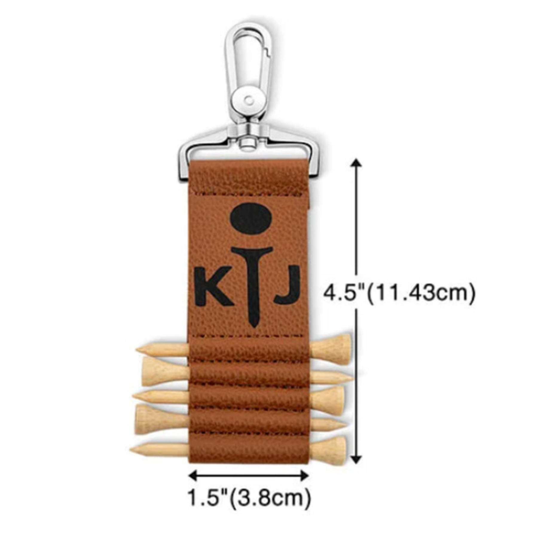 Leather Golf Tee Holder with Carabiner Clip 1