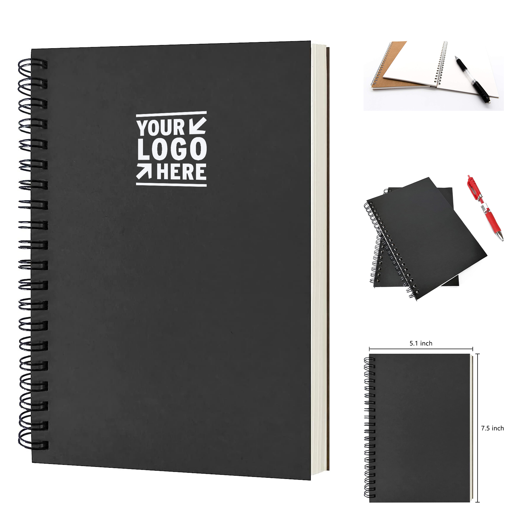 7.5" x 5.1" 50 Sheets Blank Spiral Notebook