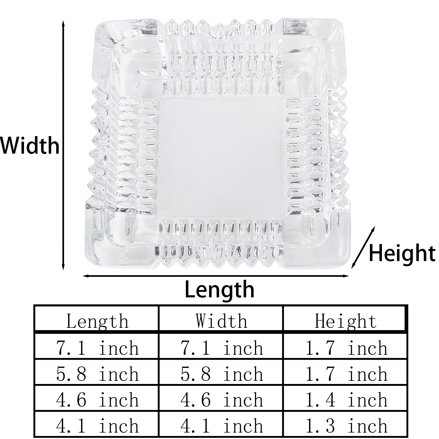 Square Shatterproof Crystal Glass Ashtray 6