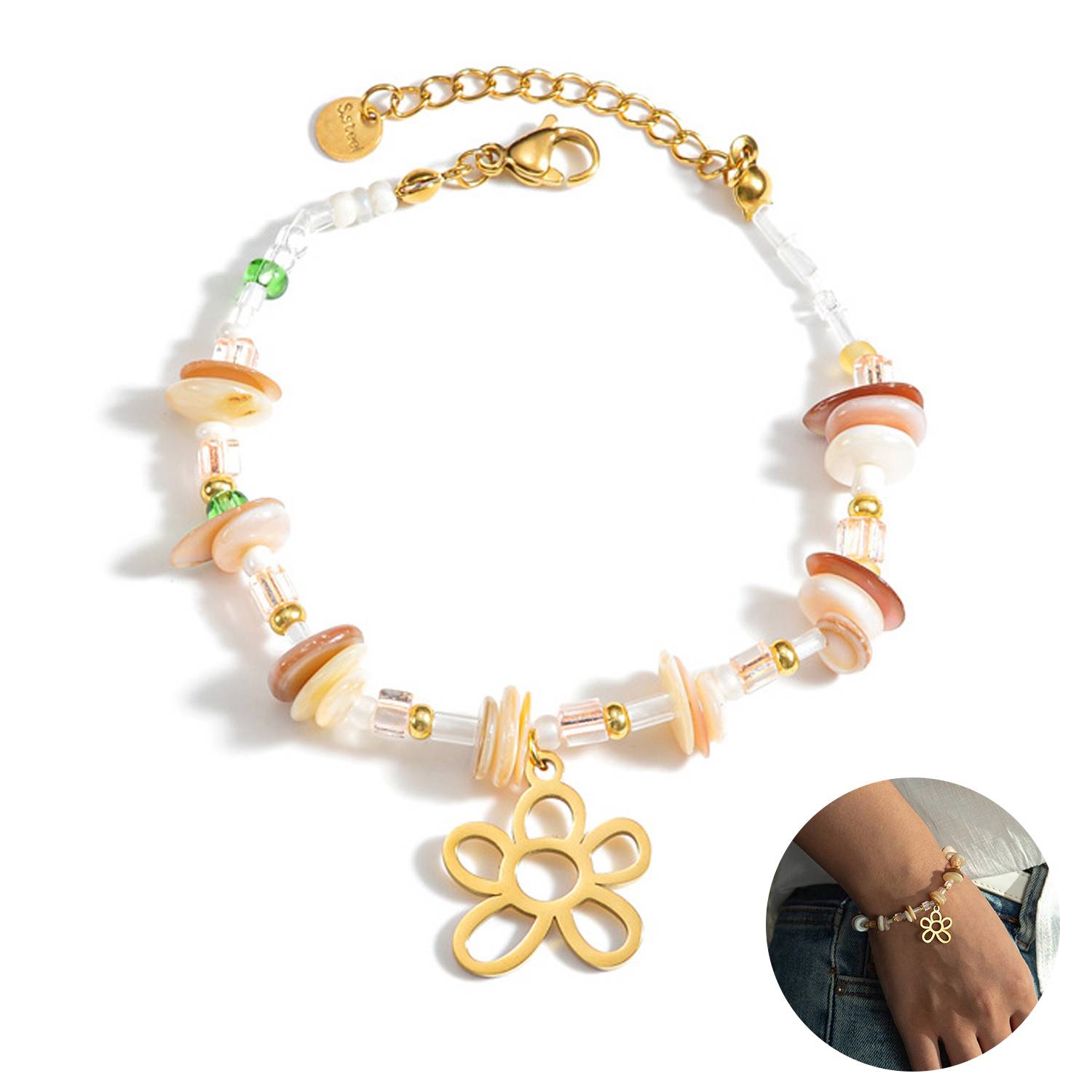 Steel Simple irregular crushed stone gilded bracelet 10