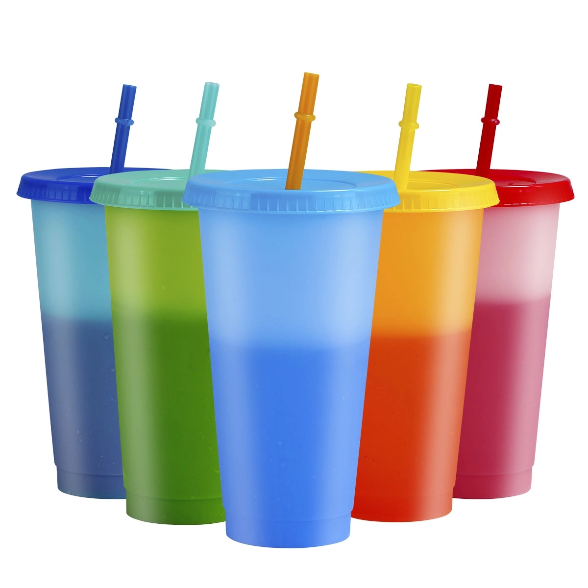 COLOR-CHANGING Reusable Tumblers with Straws Set- 24oz/ 710m 1