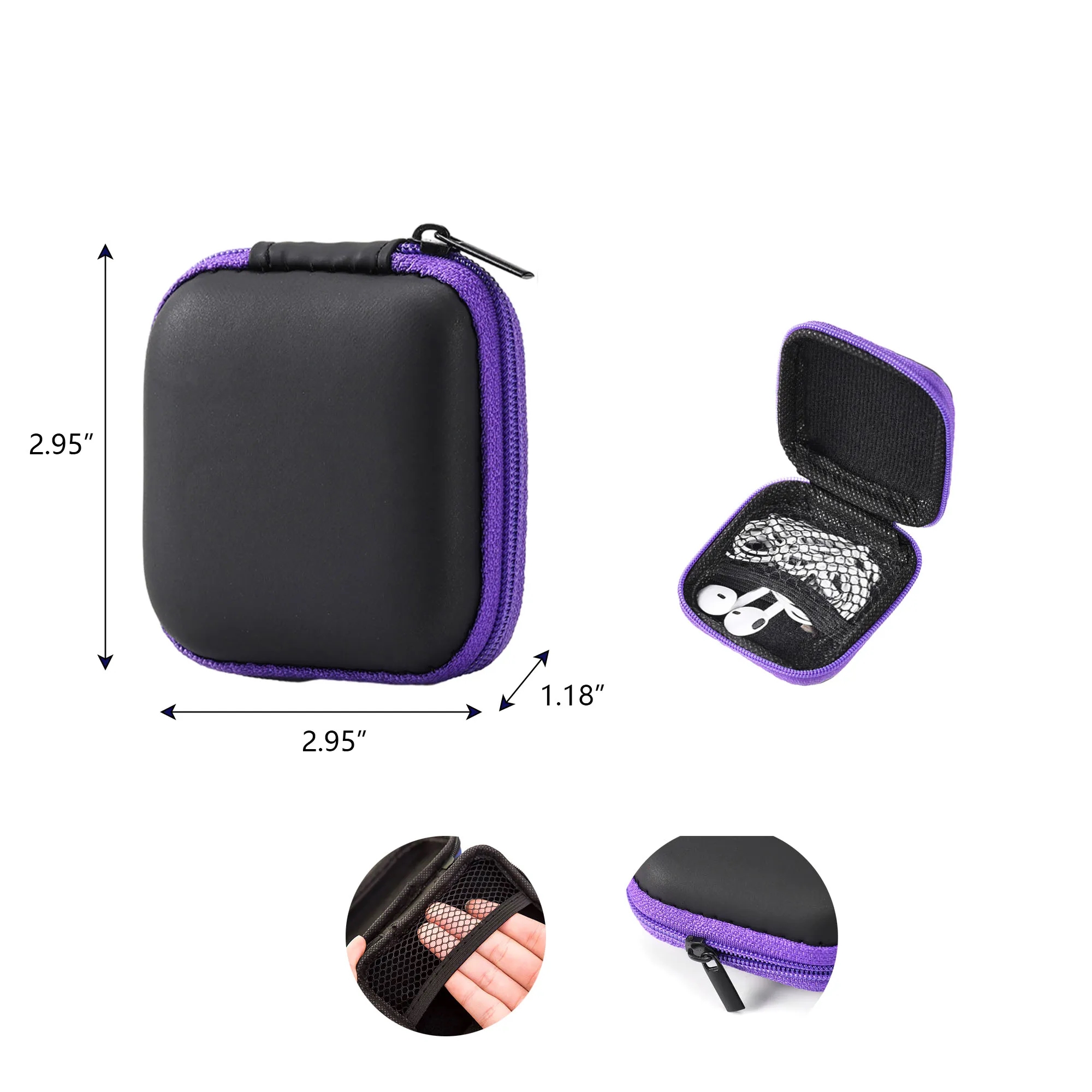 Portable Square Zipper Headphone Storage Bag 4
