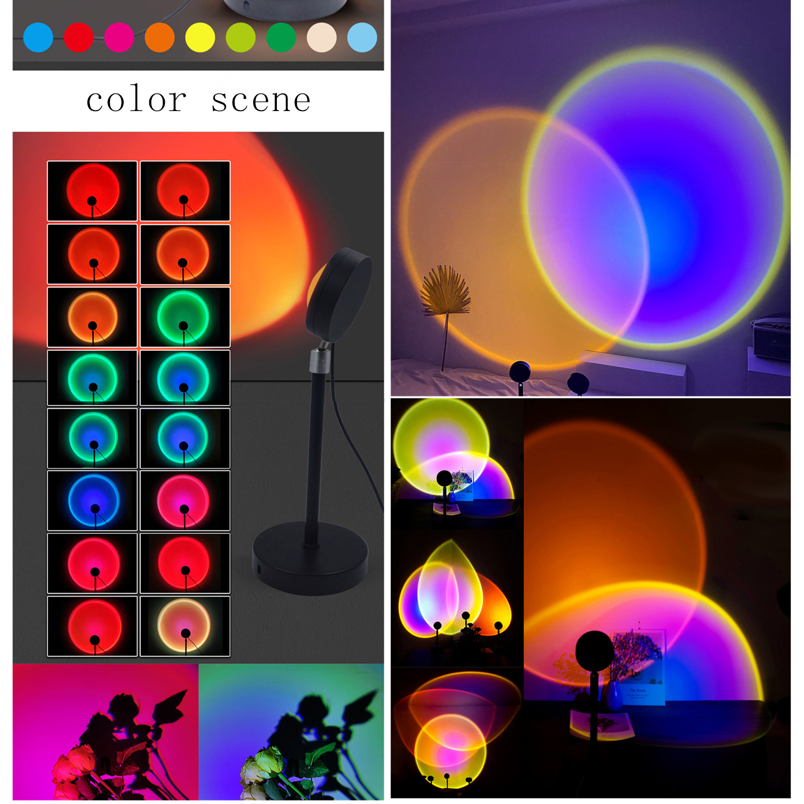16 color Telecontrol Sunset Rainbow Projection Lamp 4