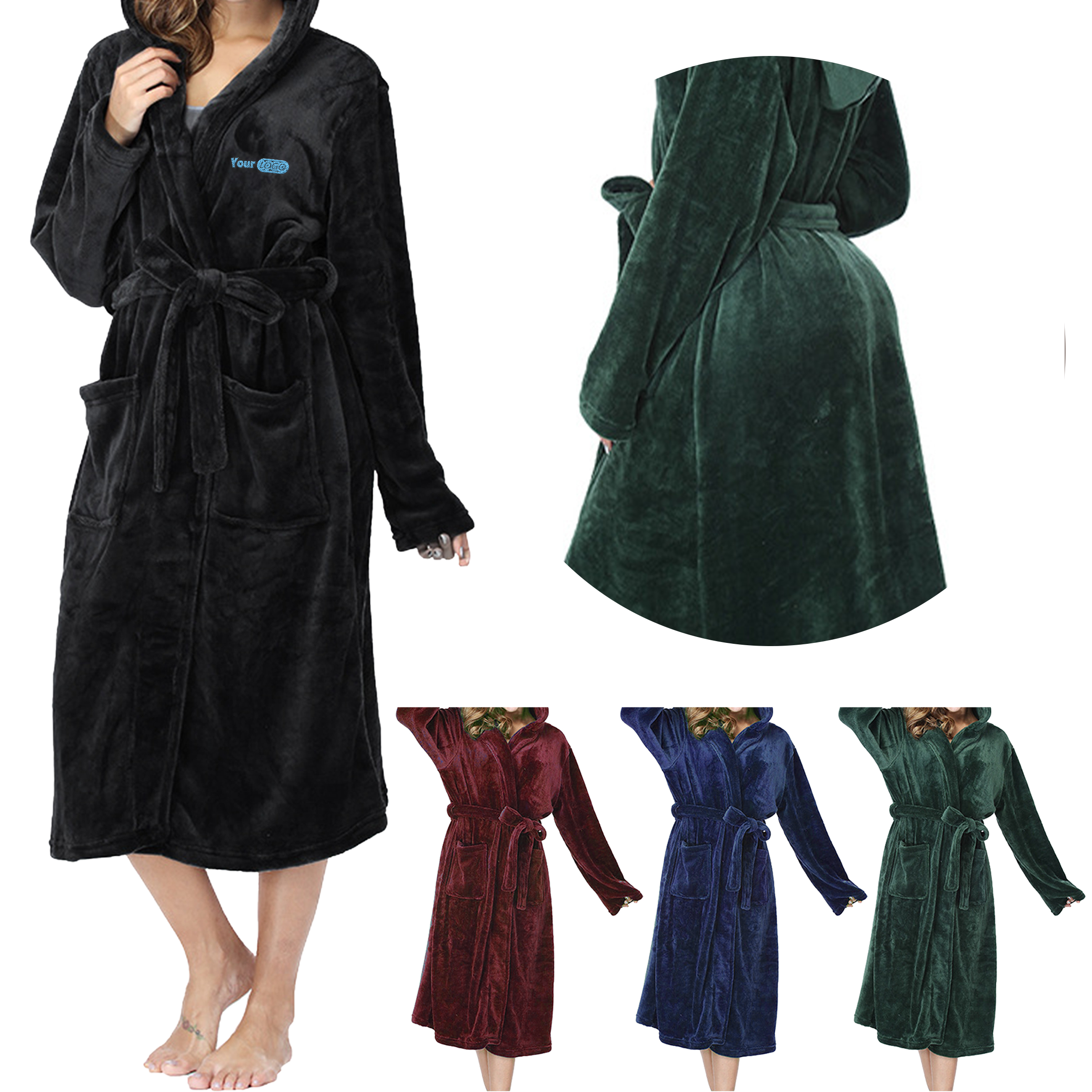 Flannel Extended Hooded Nightgown 5