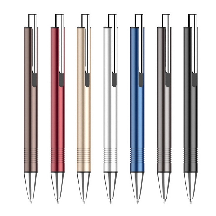 Retractable Metal Aluminum Barrel Ballpoint Pen 2