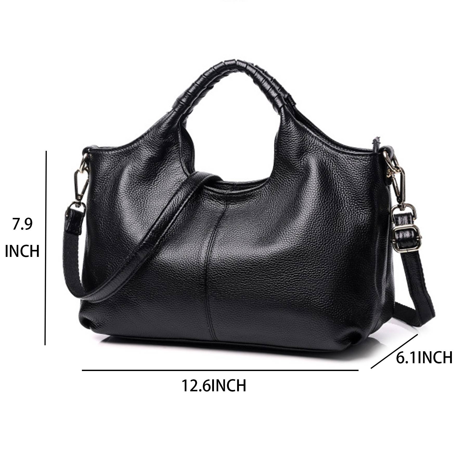 Genuine Leather Handle Satchel Shoulder Bag 8