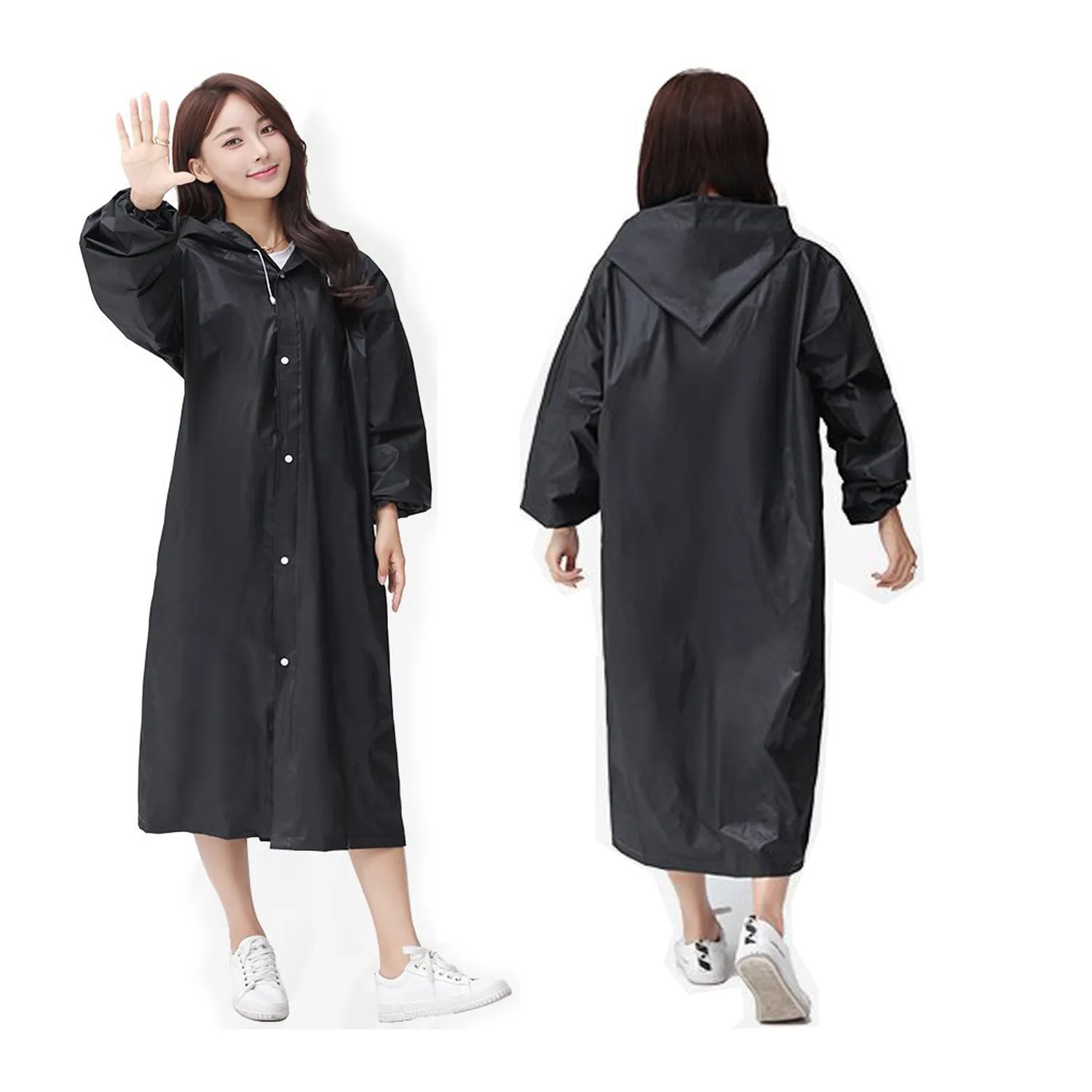 Reusable Rain Ponchos with Hood and Drawstring 5