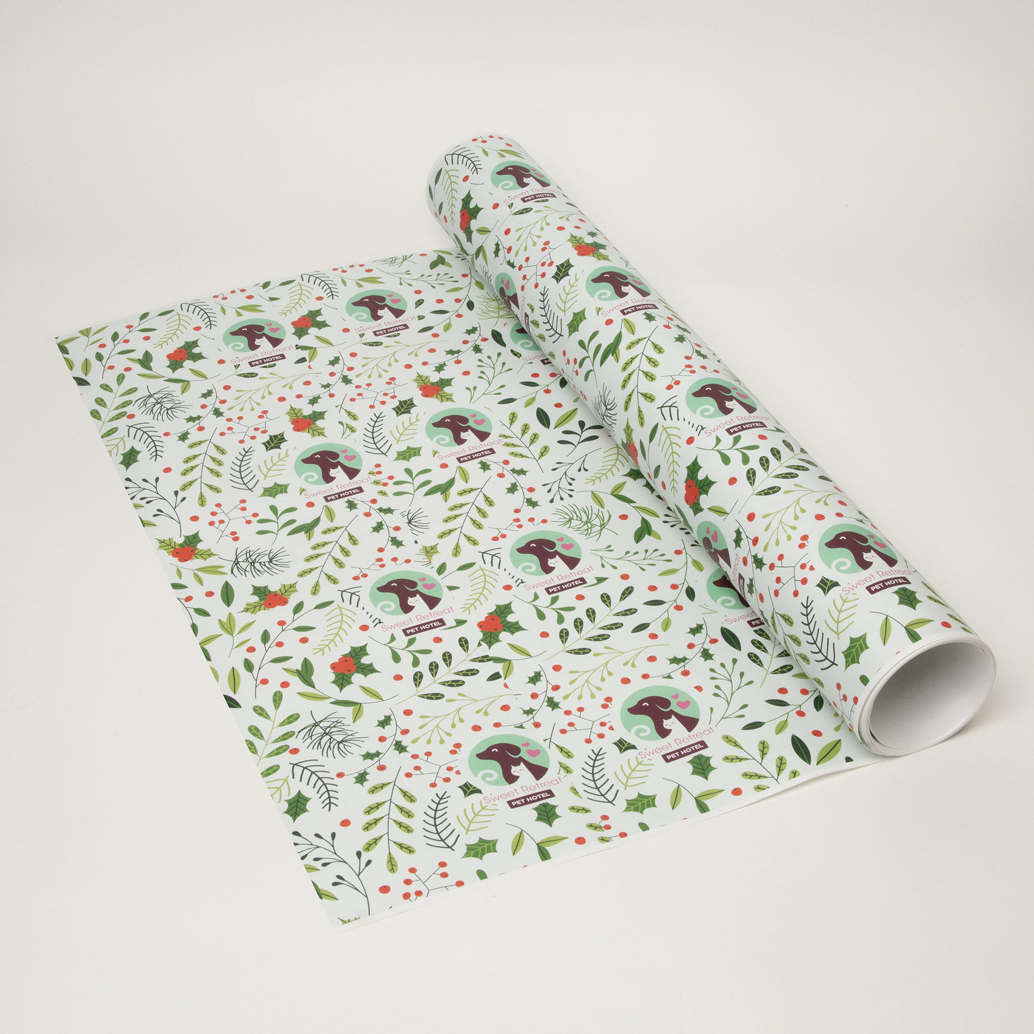 Full Color Custom White Wrapping Paper 25' Roll 1