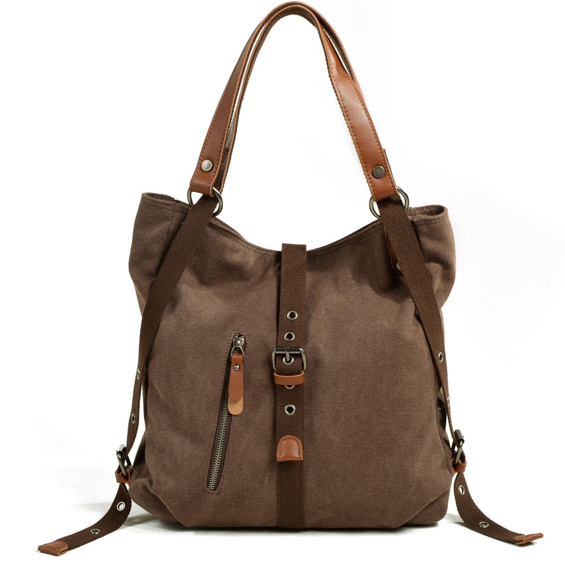 Canvas Multifunctional Shoulder Bucket Backpack 7