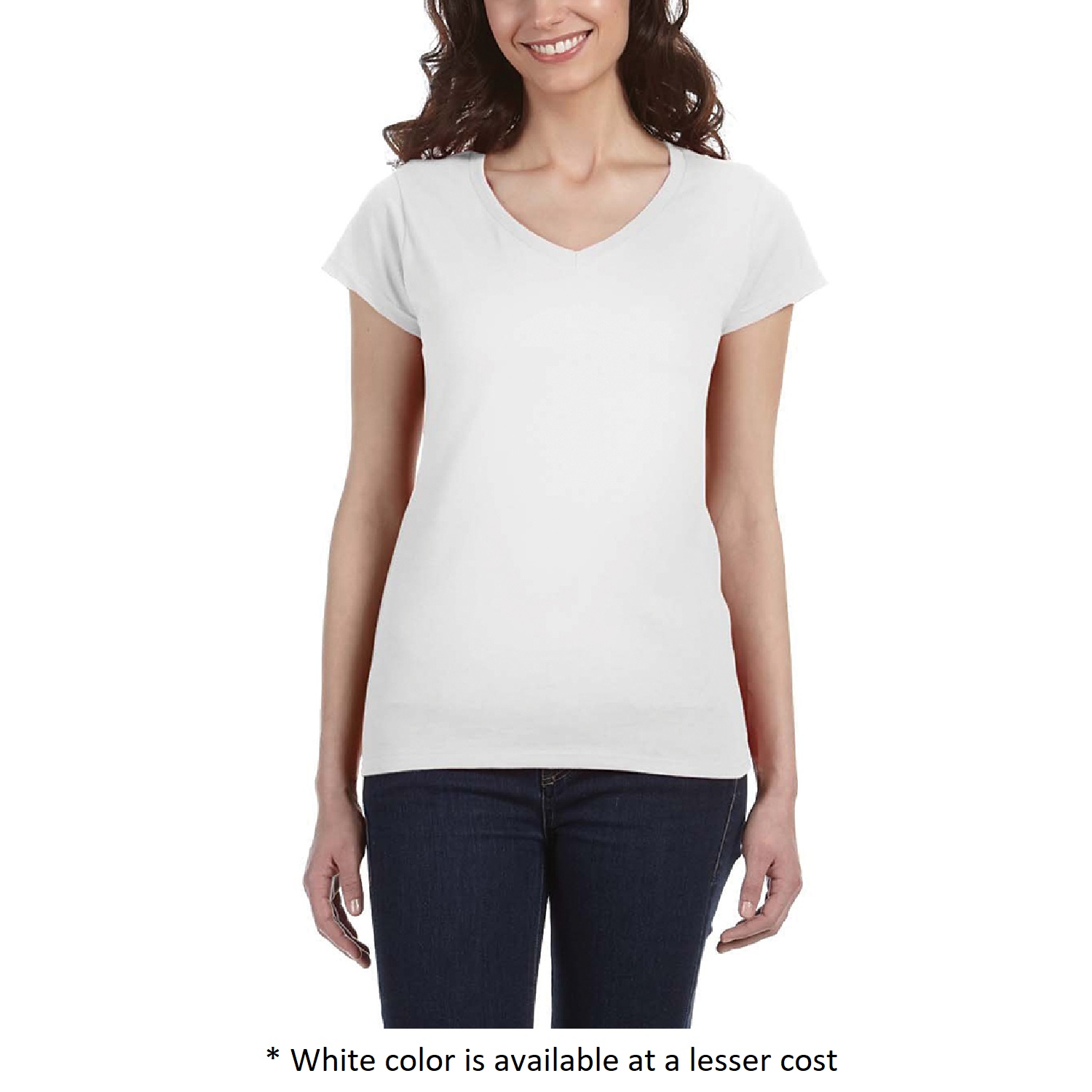 Ladies Preshrunk Cotton V-Neck T-Shirt 1