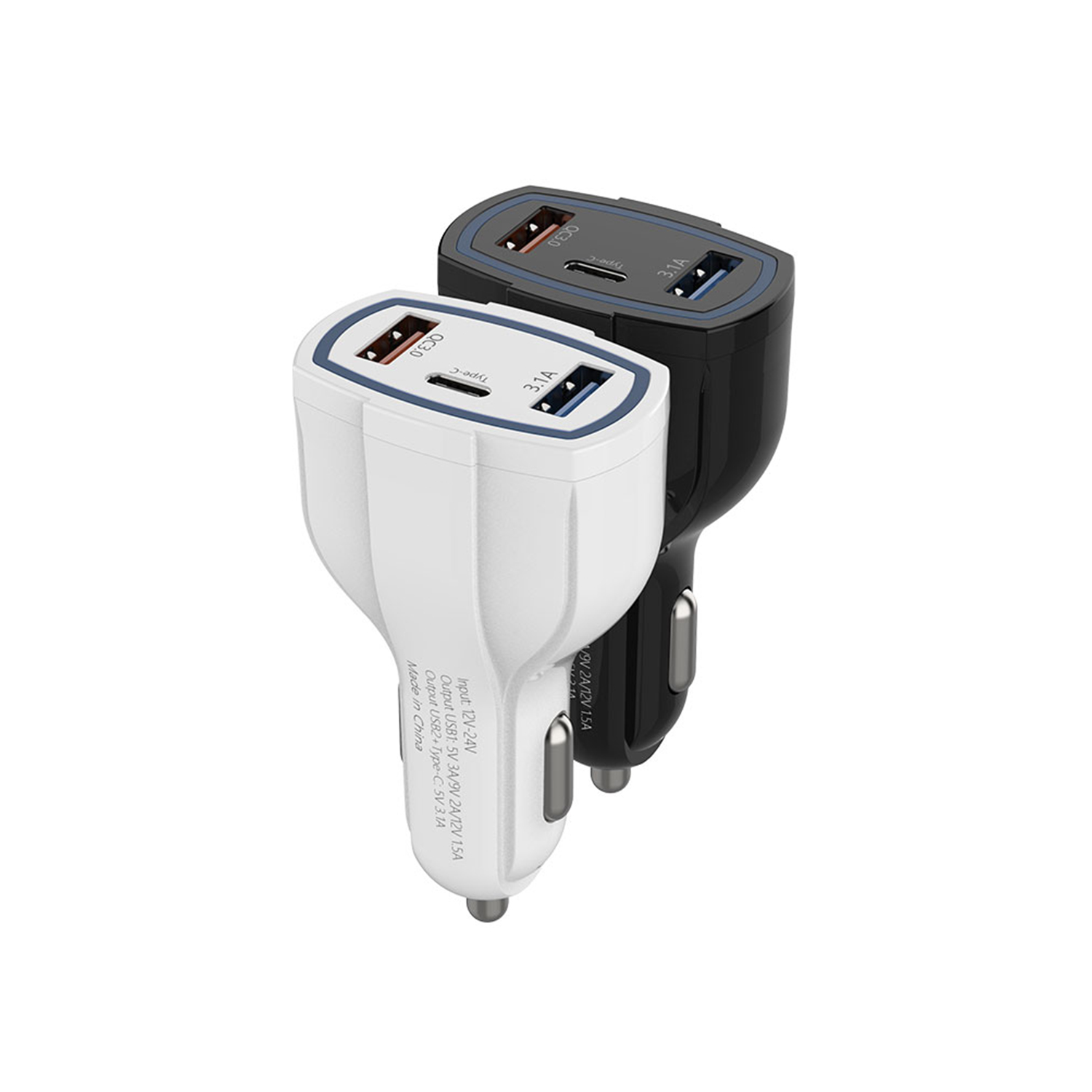 3 Ports USB + Type-C Car Charger, 35W 4