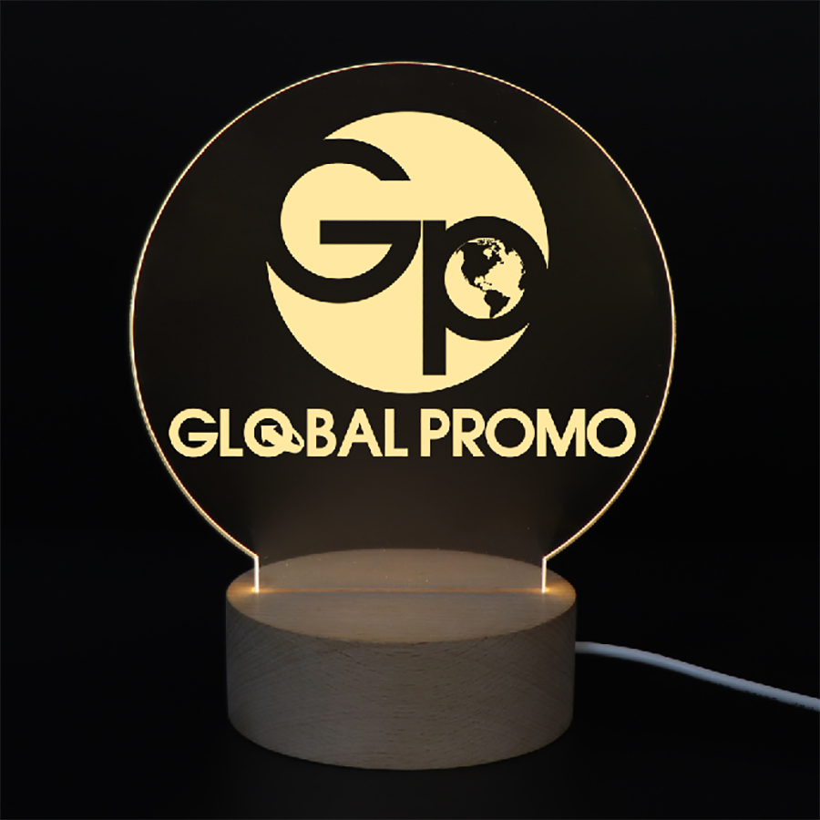 Custom Made To Order 3D Optical Illusion LED Night Light And Lamp With Wood Base 3