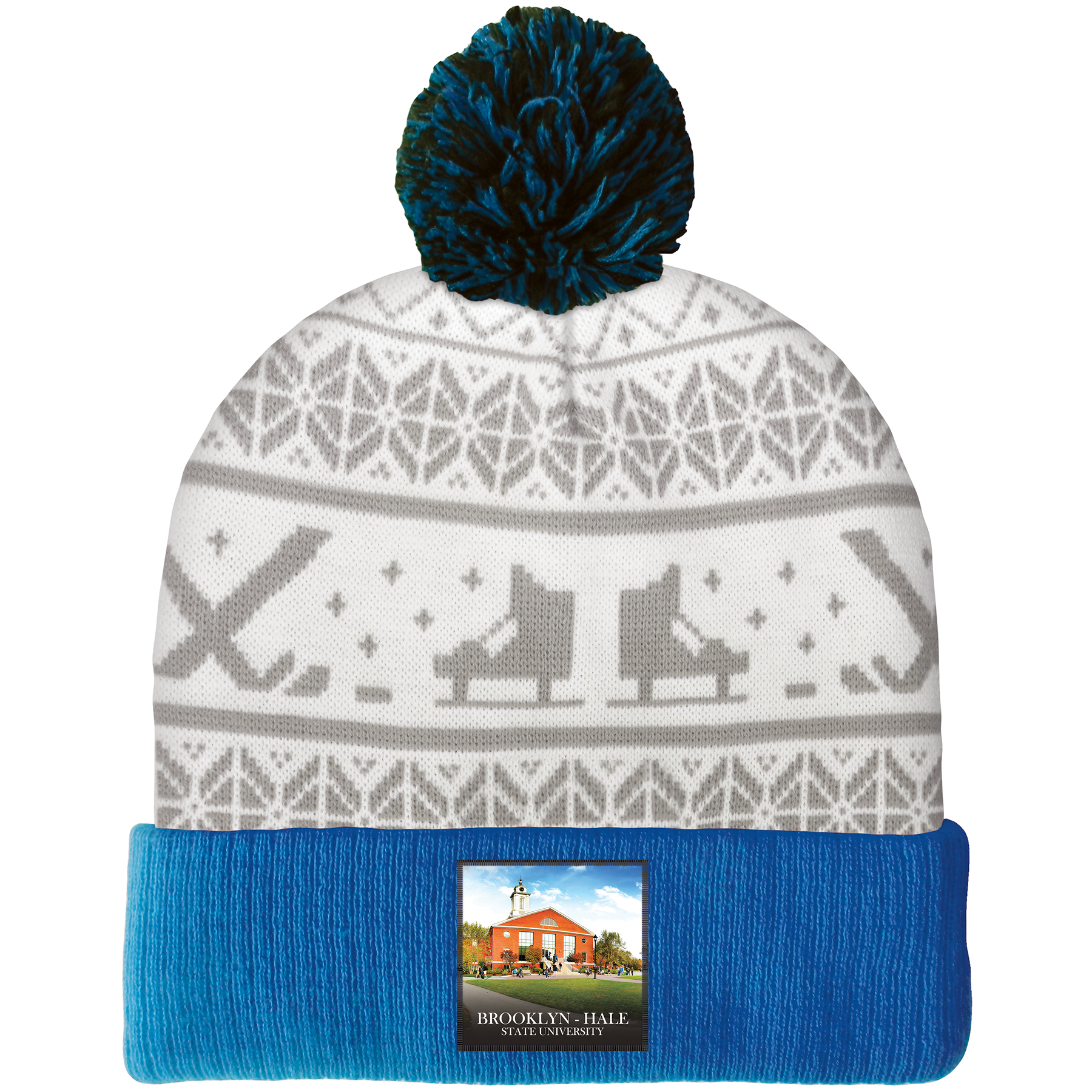 Knit Beanie with Pom and Ribbed Cuff (Printed Logo) 14