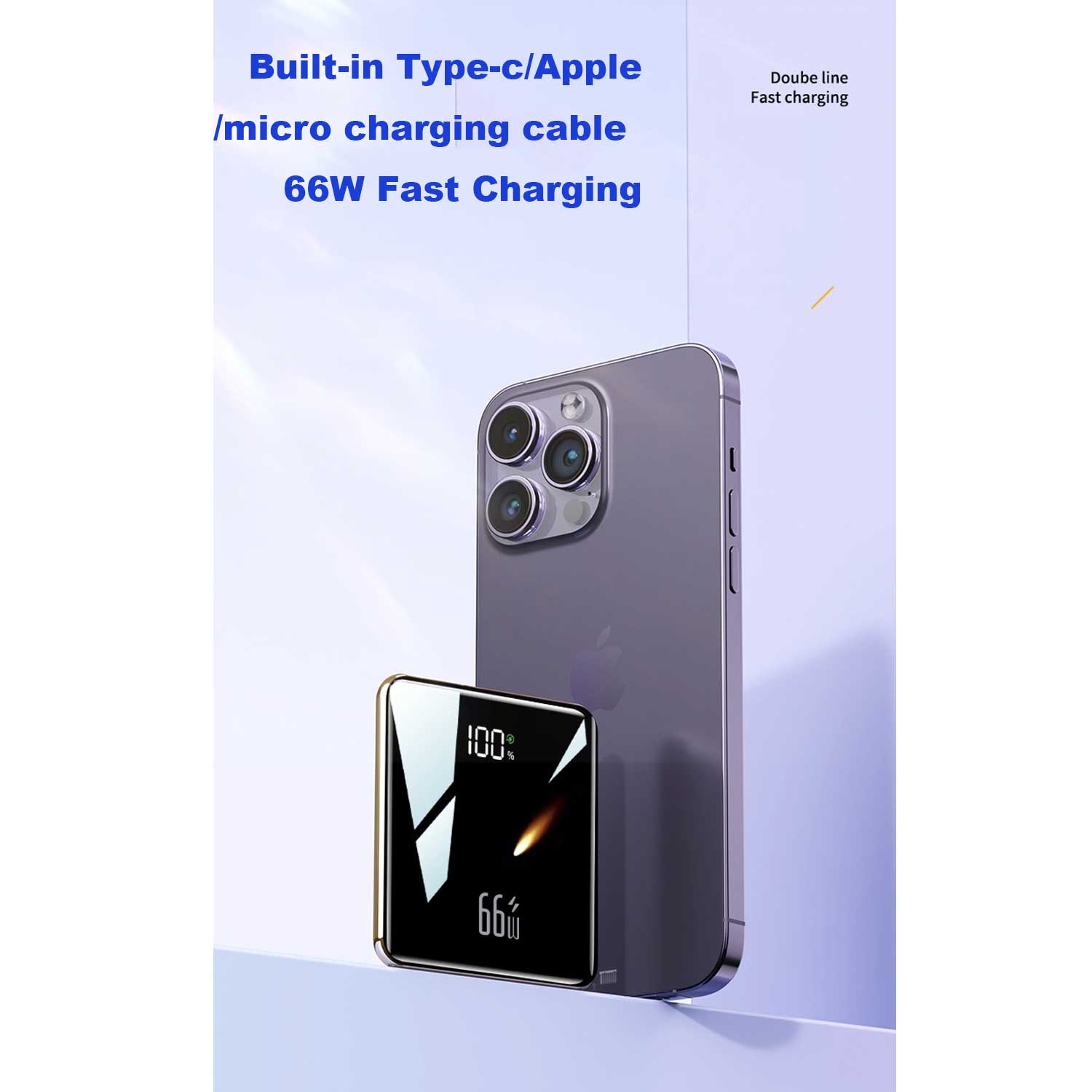 20W 20KmAh Fast Charge Power Bank w/Cable 2