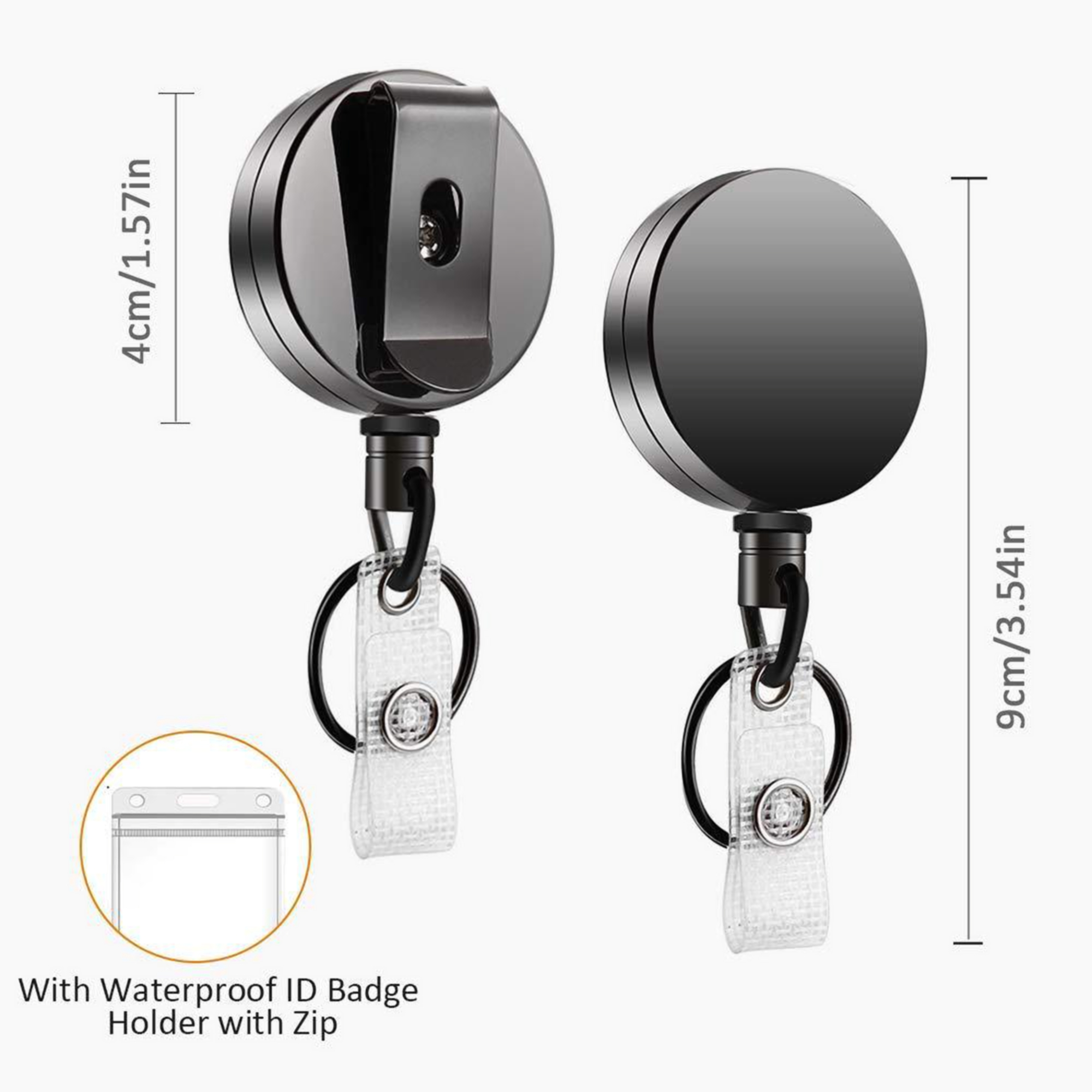 Retractable ID Badge Holder w/Carabiner Clip 2