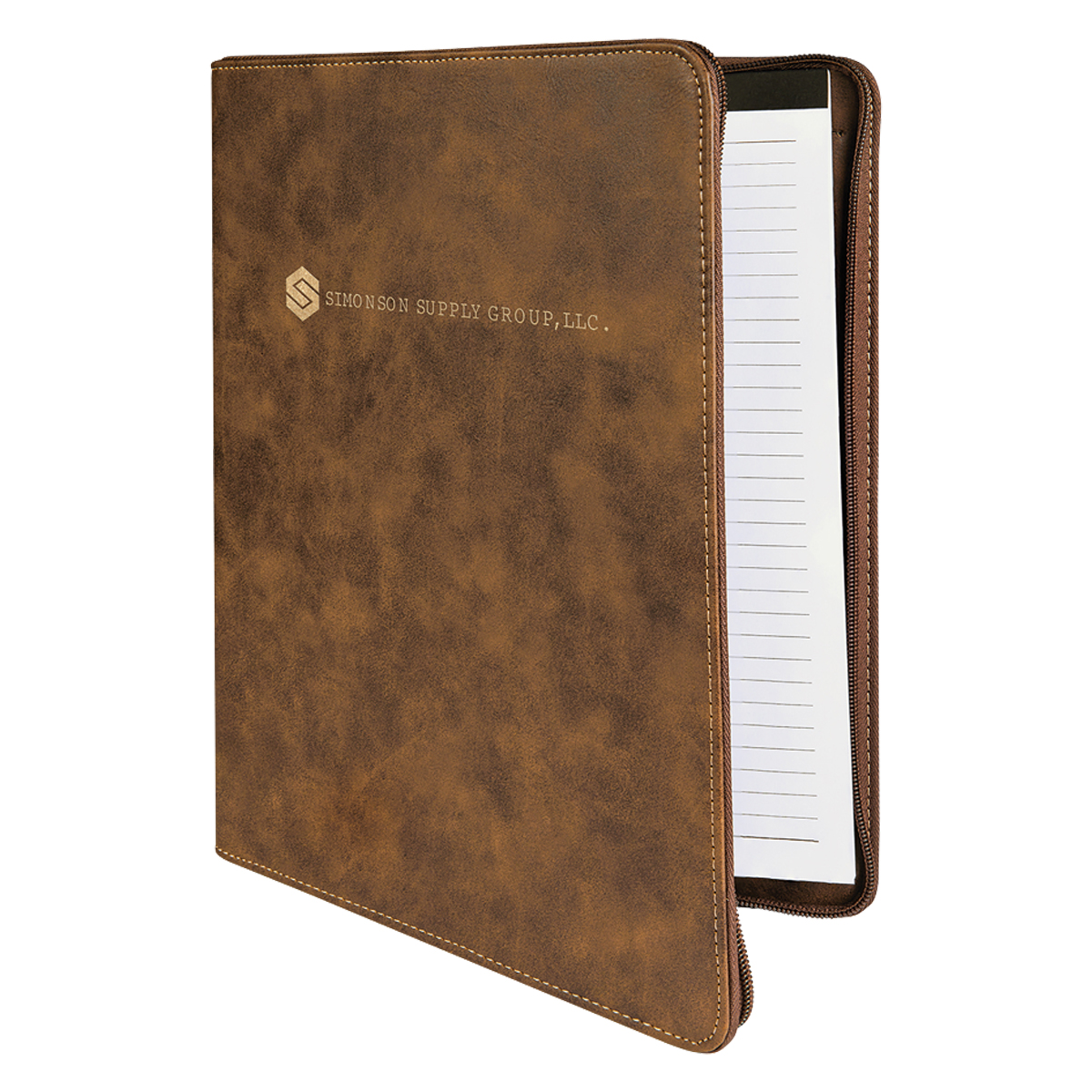 9" x 12" Leatherette Rustic/Gold Portfolio with Zipper 8
