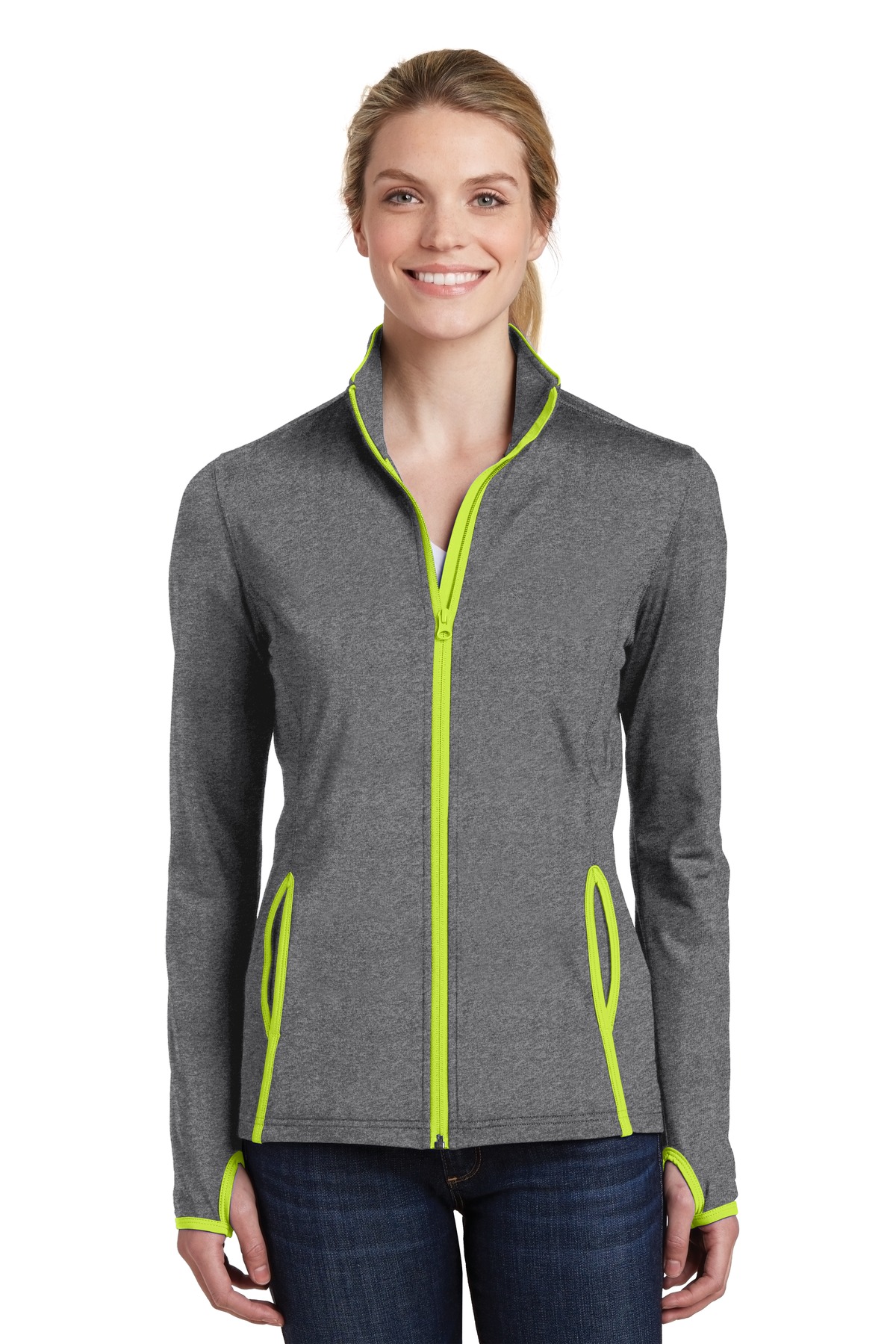 Sport-Tek Women's Sport-Wick Stretch Contrast Full-Zip Jacket. LST853 50