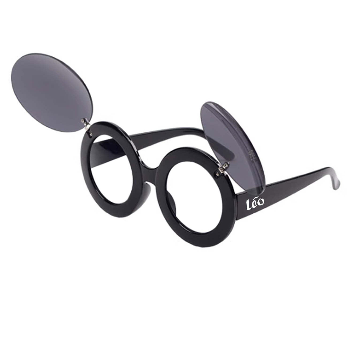 Retro flip double layered round frame sunglasses 6