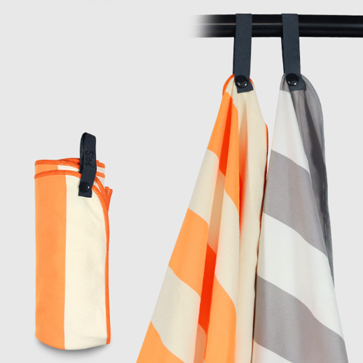 Striped Microfiber Beach Towel with Carry Bag 7