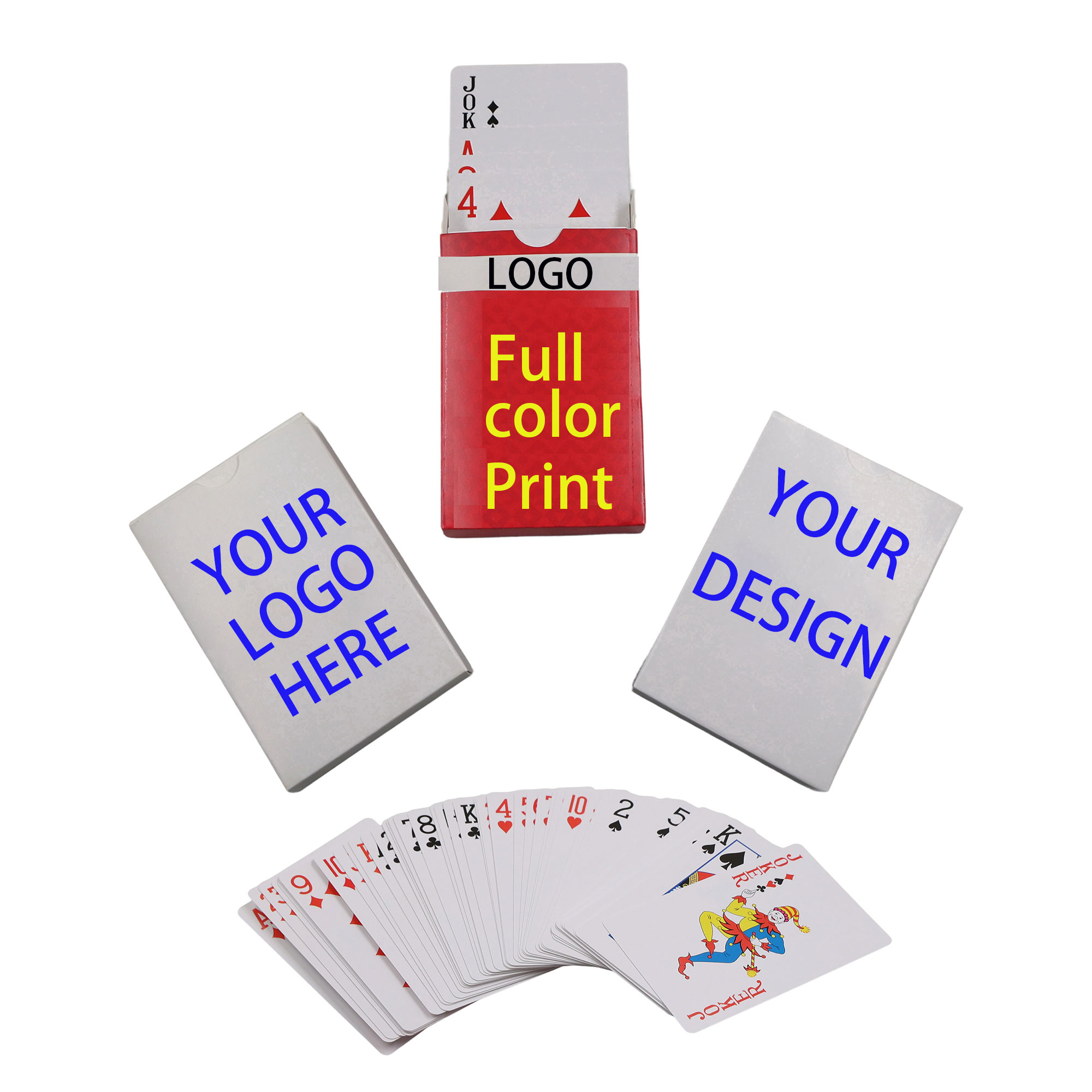 MOQ100 Decks Full Color Premium Customized Standard Poker 2