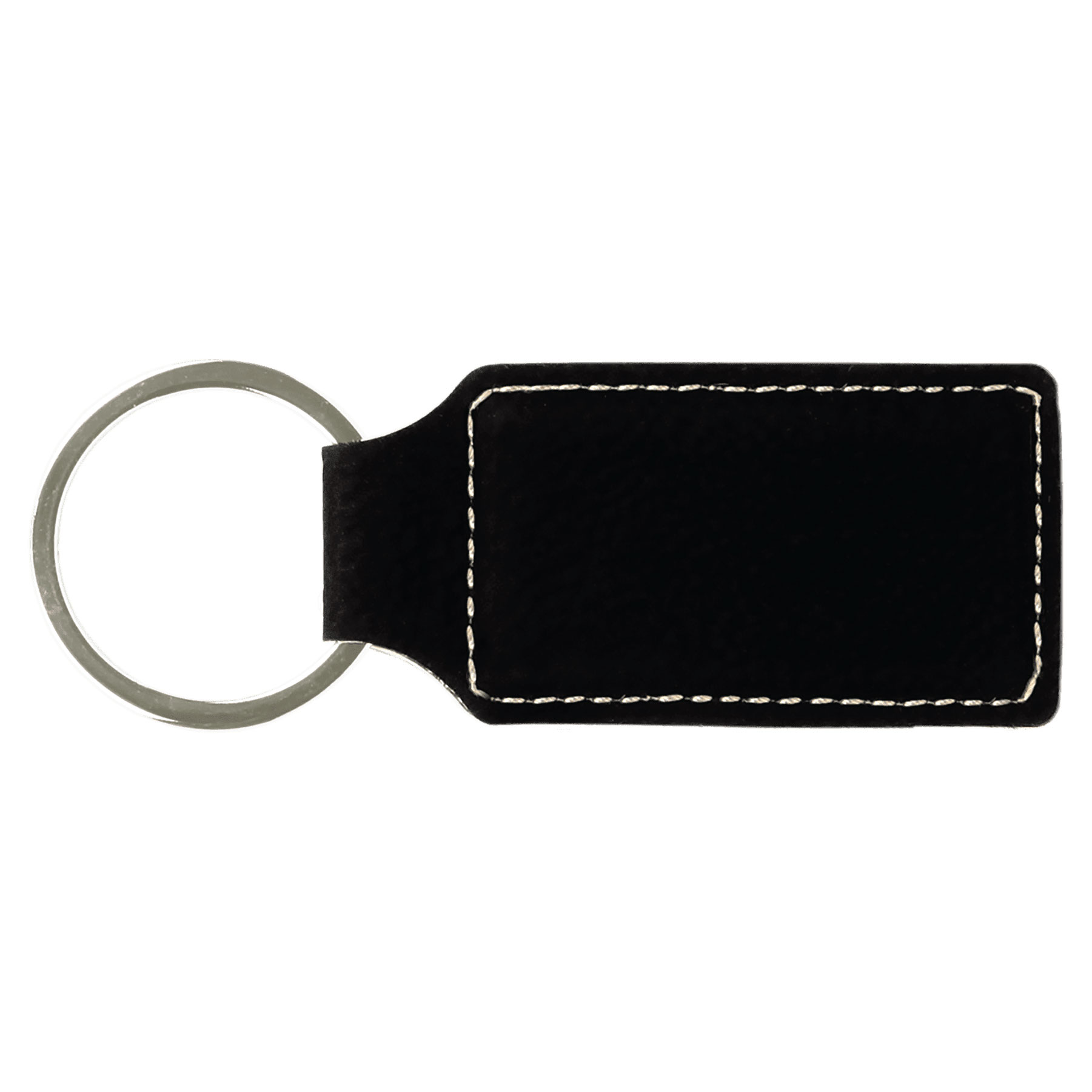 Black/Silver Leatherette Rectangle Keychain 3