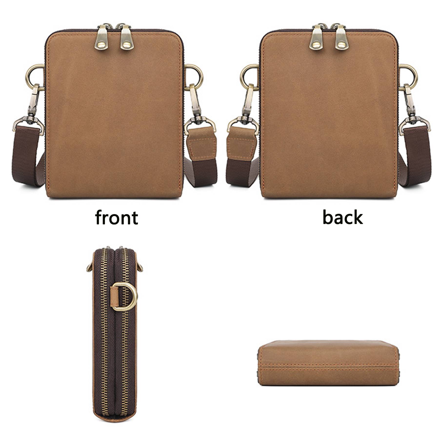 Genuine Leather Men's Casual Small Square Bag 5