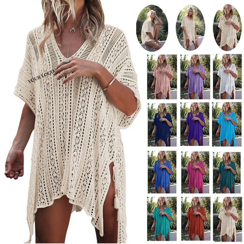 Sexy Beach Cover up White Crochet Robe 2