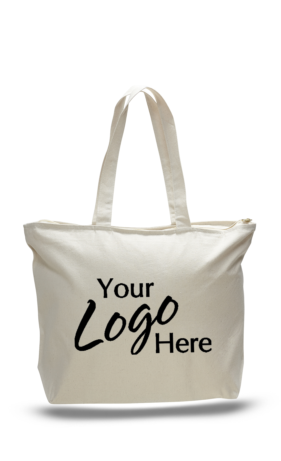 Canvas Zipper Tote Bag 20" W x 15" H with 5" Gusset, custom tote bag with logo imprint 1