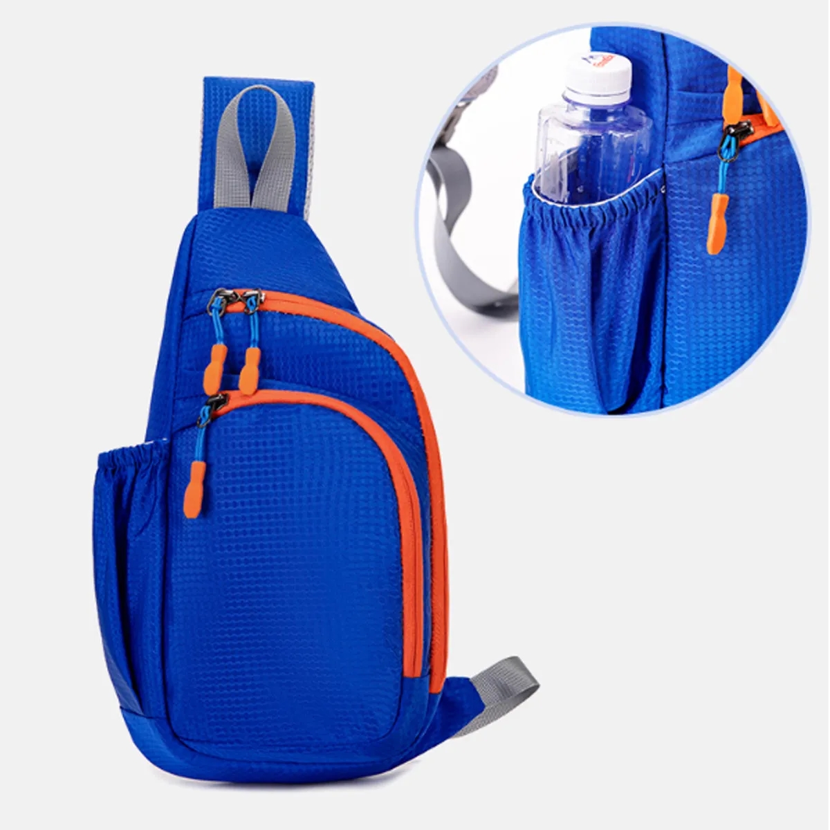Nylon Sling Crossbody Bag With Side Pocket And Zippers 7