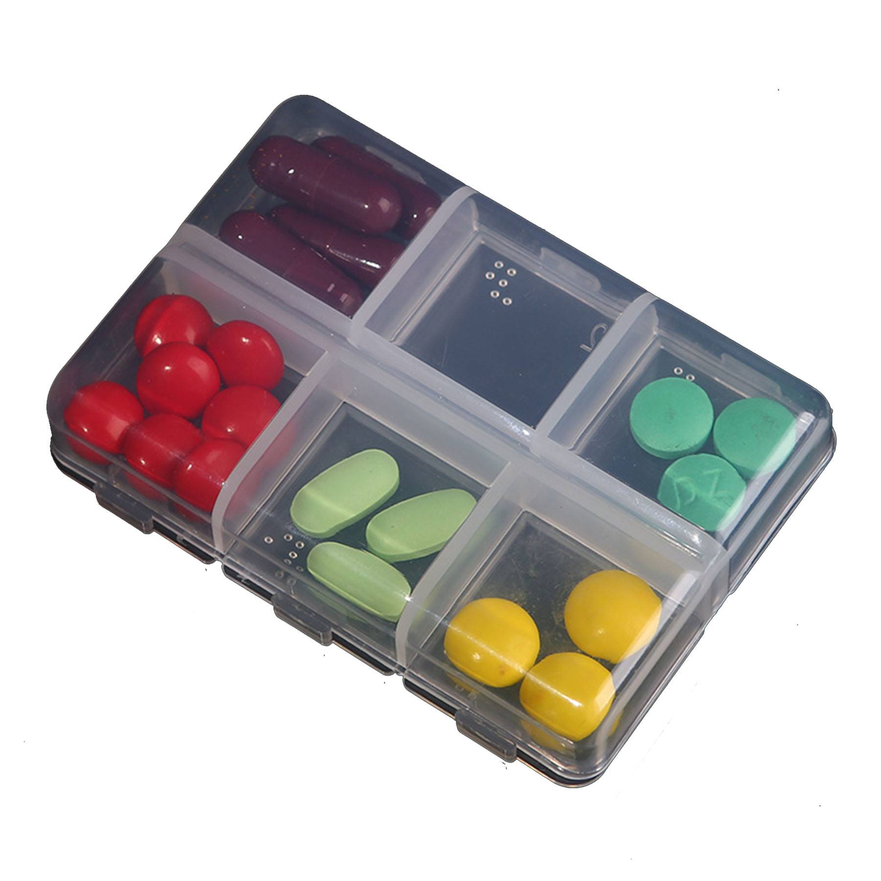 PP Transparent 6-compartment Pill Box 4