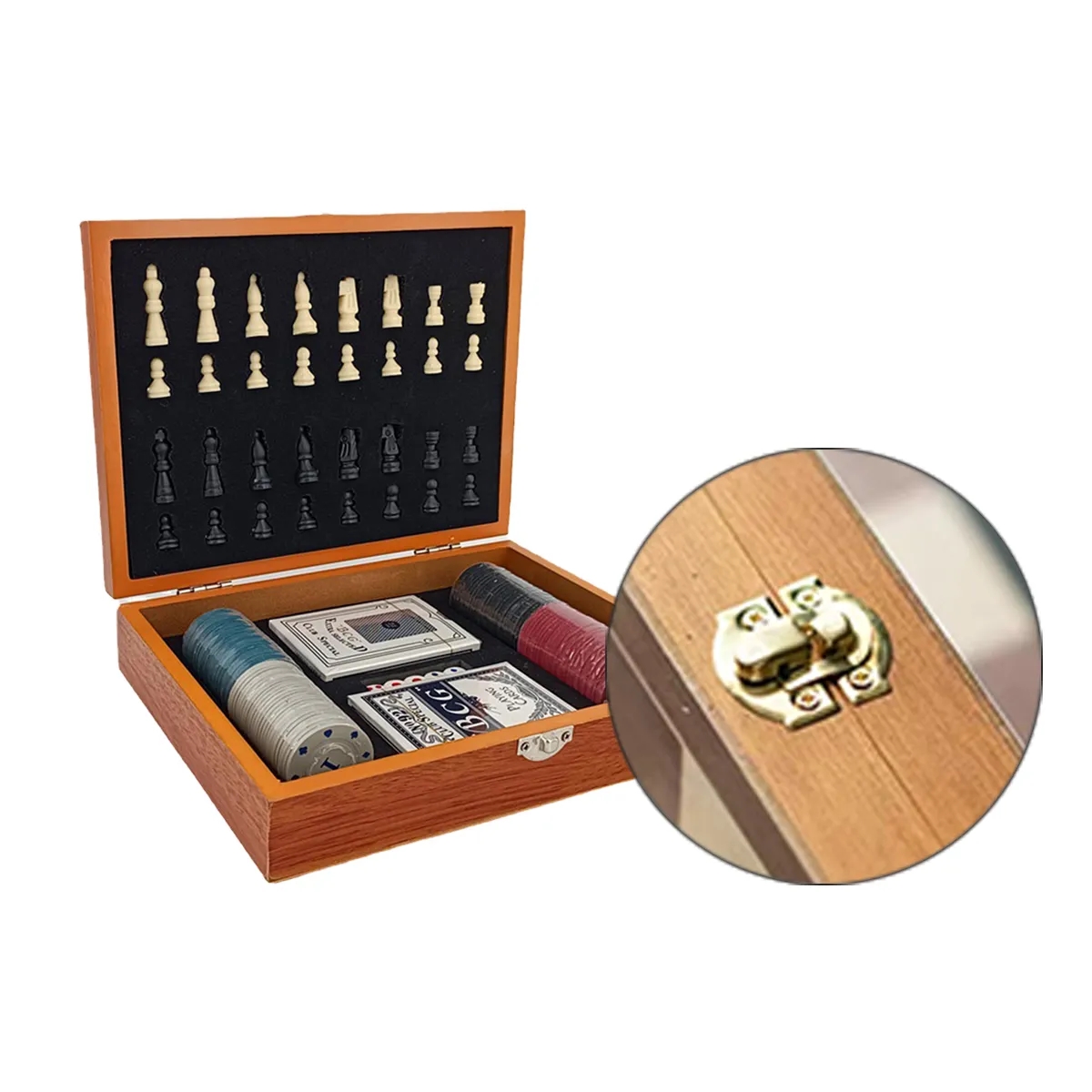 Multi-Game Chess Poker Chip Set in Wooden Case 6