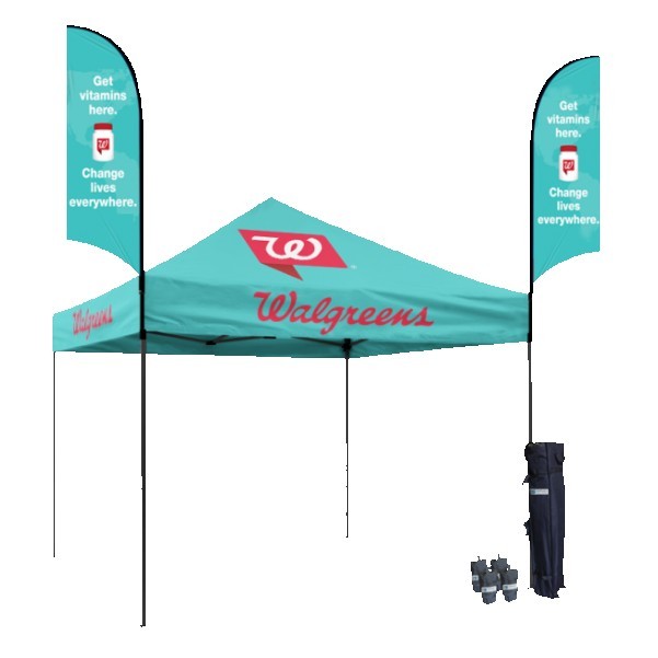 10' Custom Printed Aluminum Frame Tent W/ Double Sided Flags 2