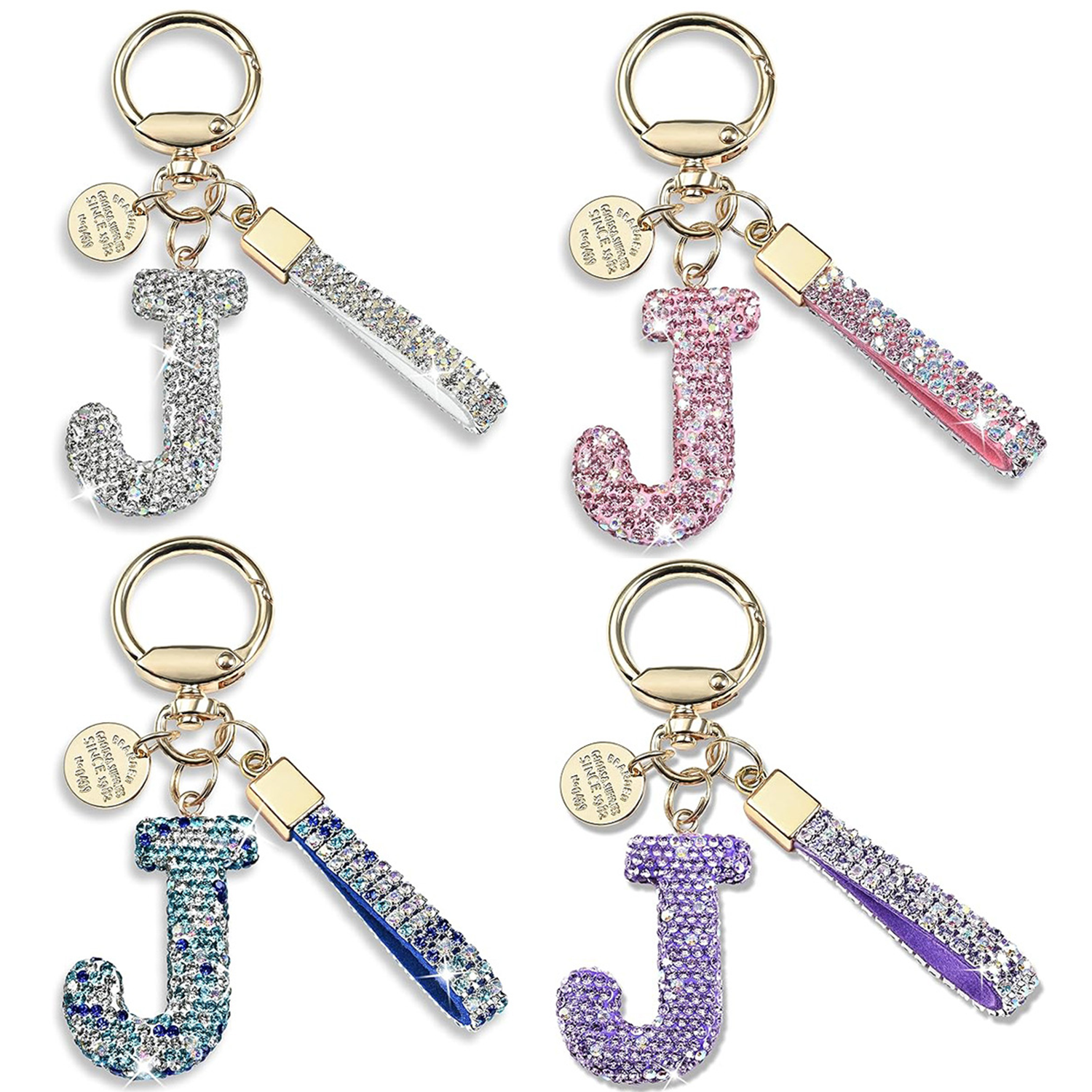 Sparkly Initial Letter Alloy Keychain 6