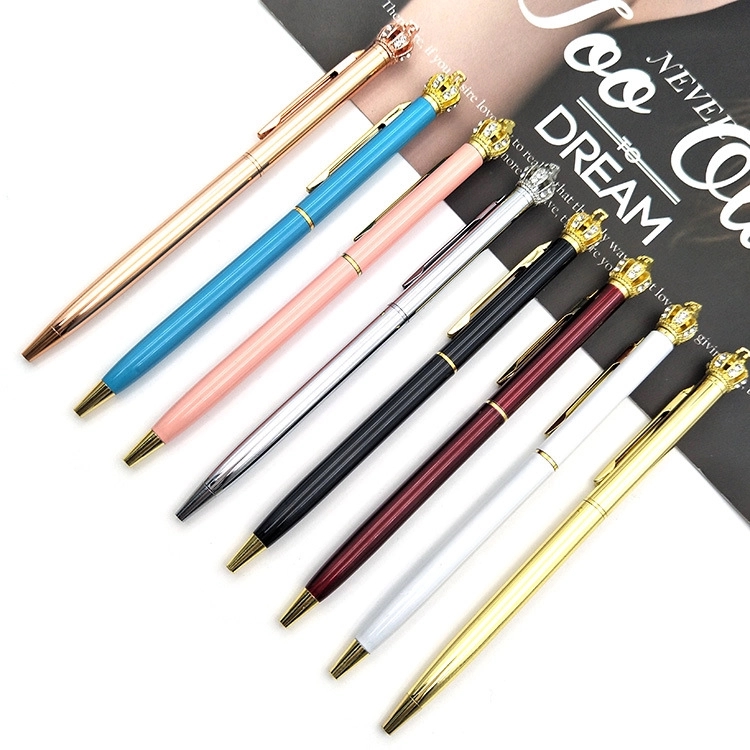 Slim Crown Diamonds Metal Twisted Ballpoint Pen 1