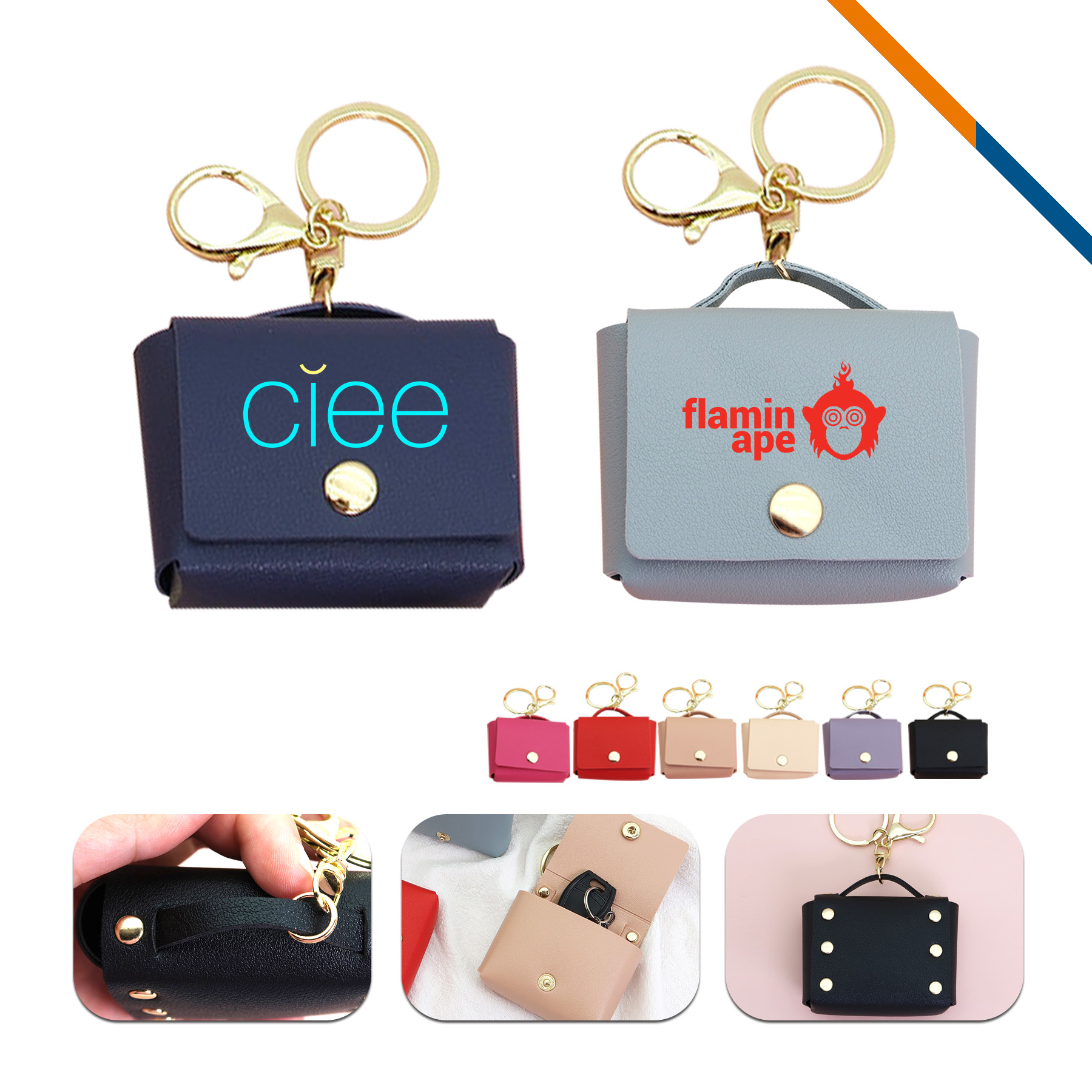 Clipu Mini PU Leather Square Coin Purse Keychain 1