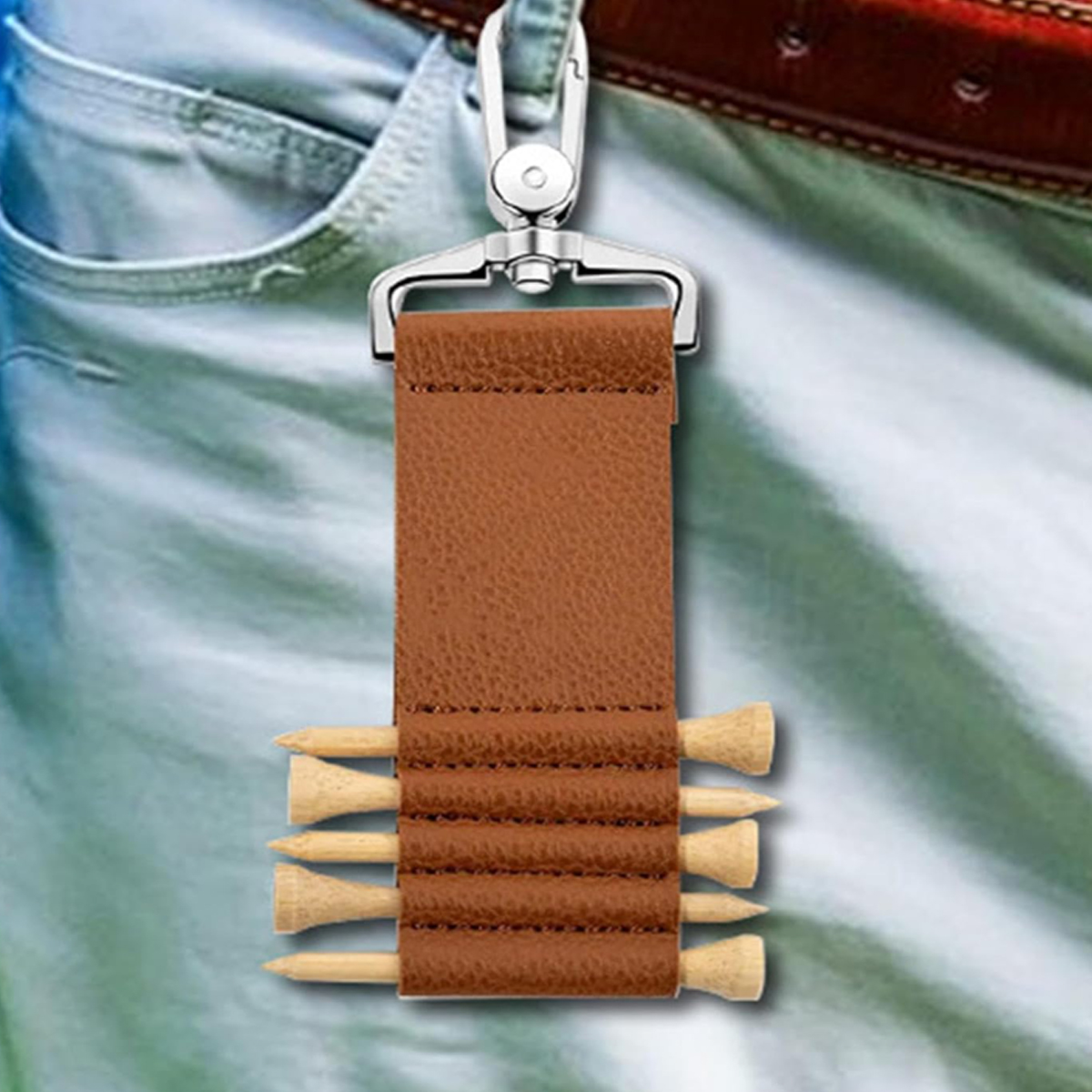 Personalized Golf Tee Holder Keychain with 5 Wooden Tees 6
