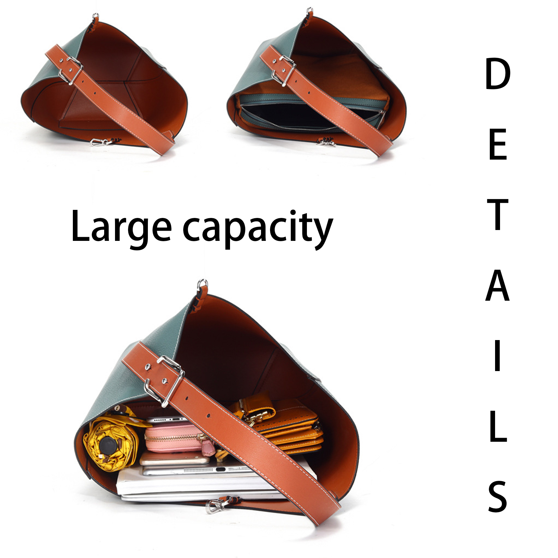 Genuine Leather Large-capacity commuter cross-body bag 1