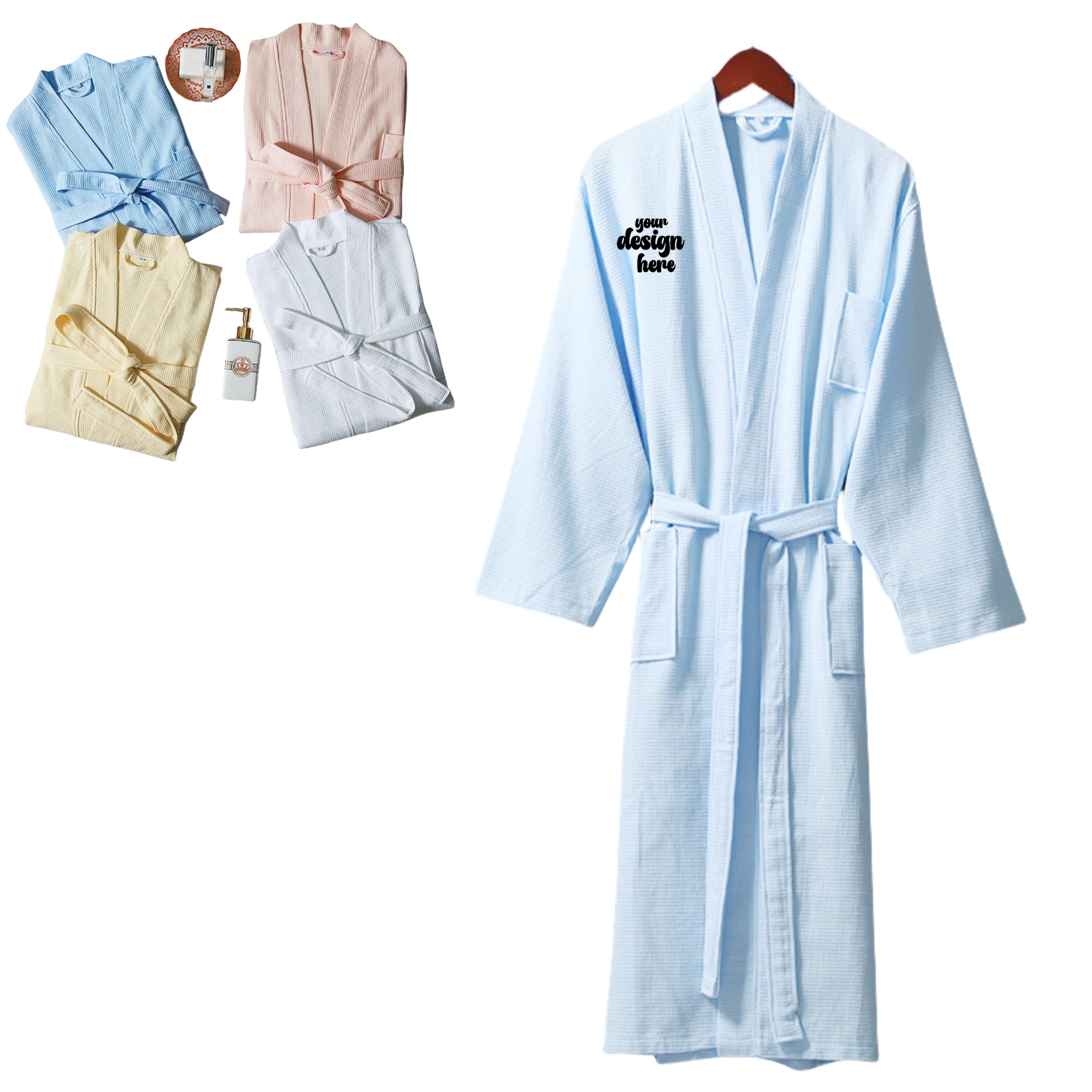 Waffle Cotton Bathrobe 2