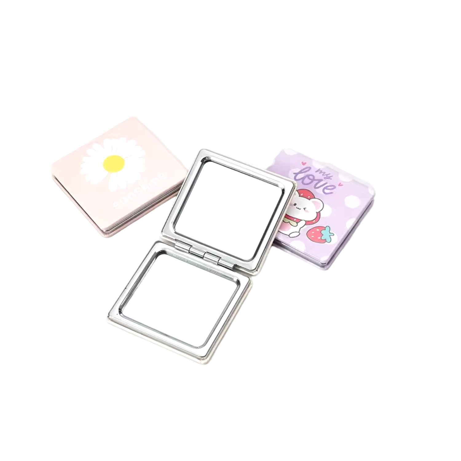 Square PU Leather Folding Compact Mirror 4
