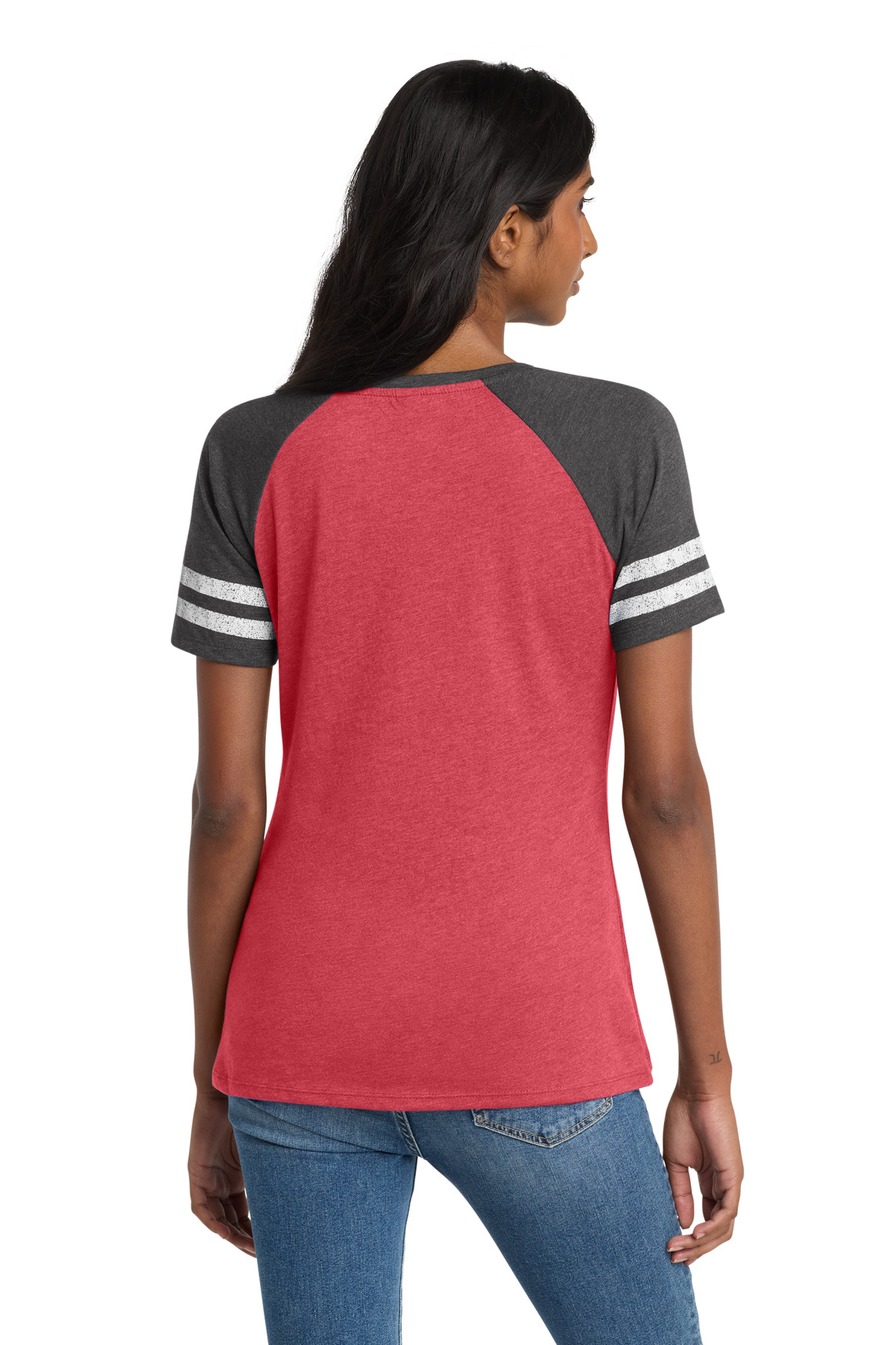 District Women's Game V-Neck Tee. DM476 4