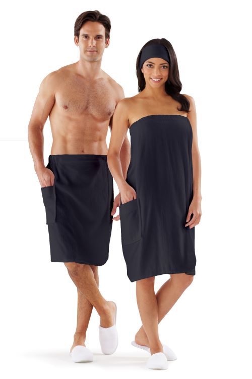 Women's Black Velour Spa Wrap 2