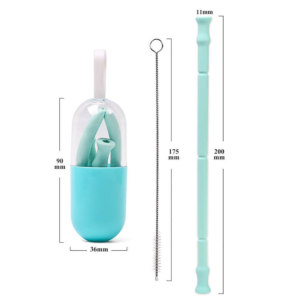 20CM Reusable Folding Silicone Straw Set 3