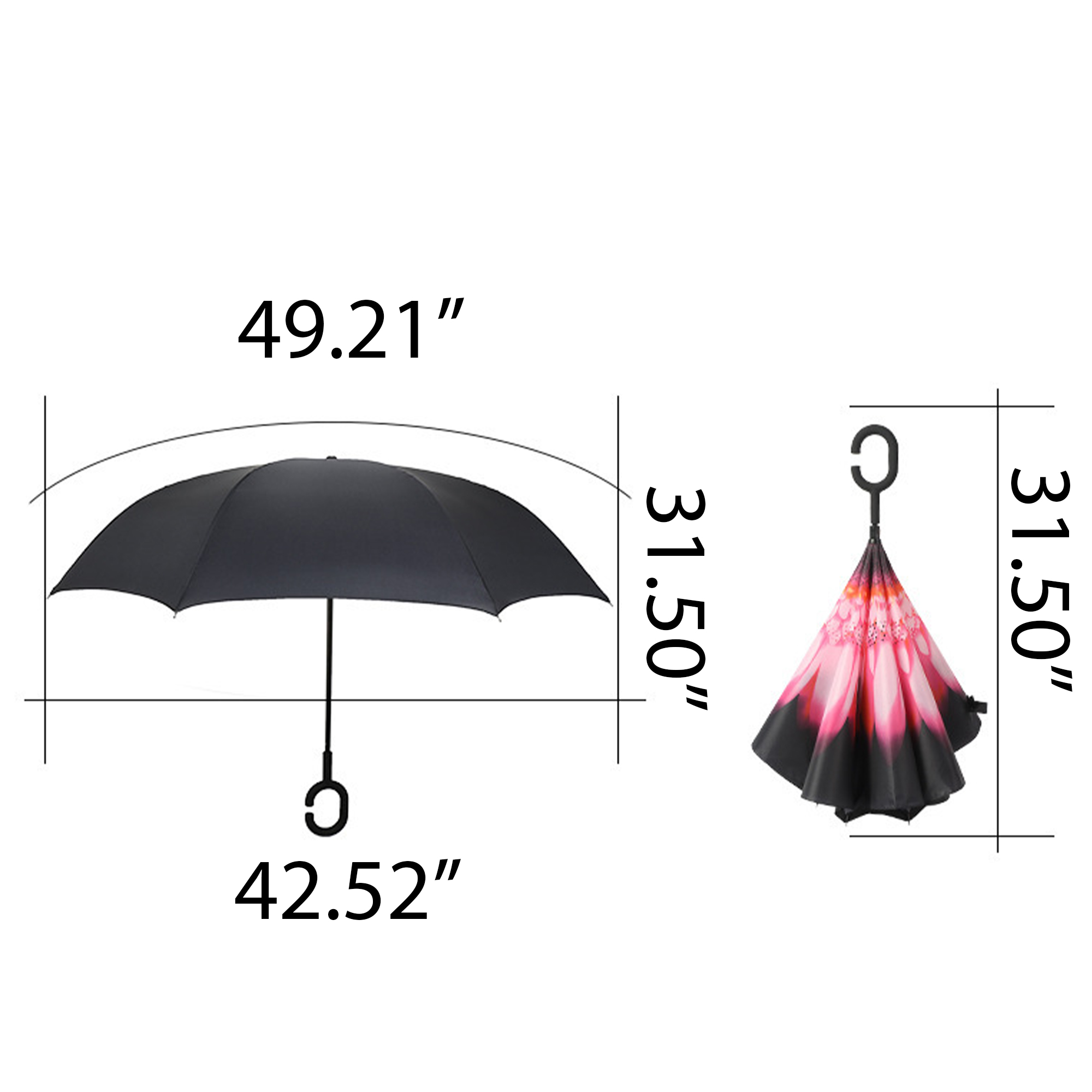 C-Shaped Handle Hands-Free Stand-Up Inverted Umbrella 2