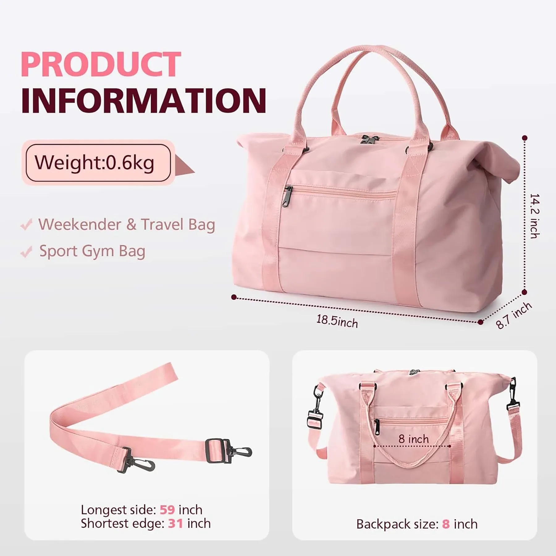 Travel Duffel Waterproof Weekend Bag 7