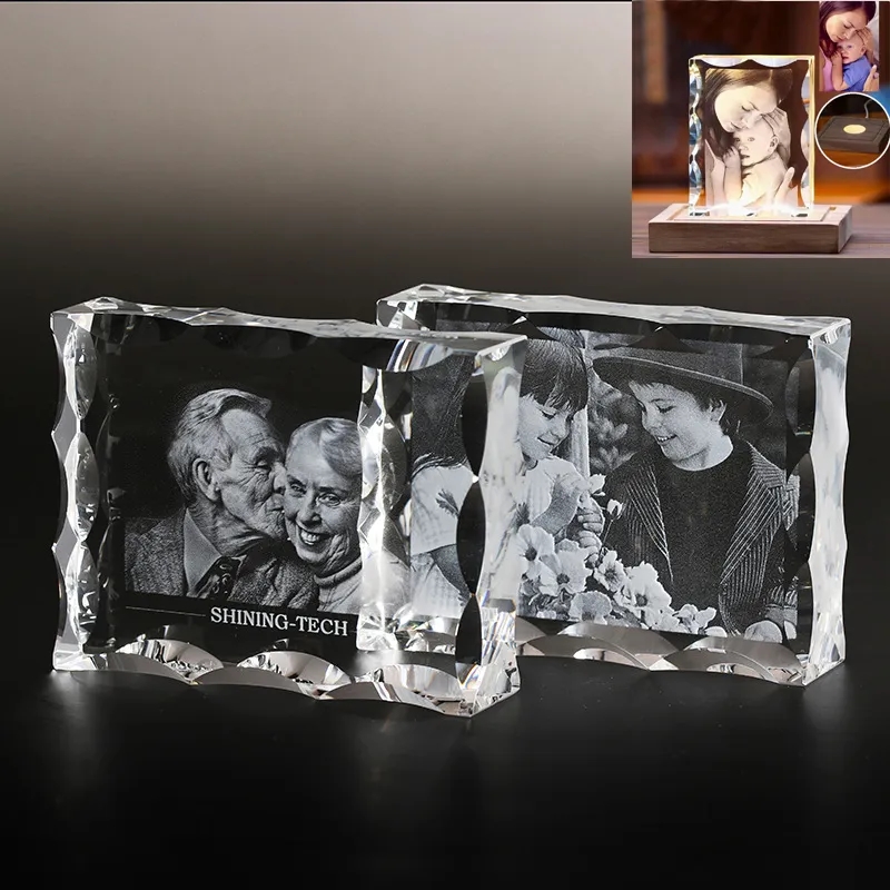 Custom 3D Crystal Photo with LED Light Base 3