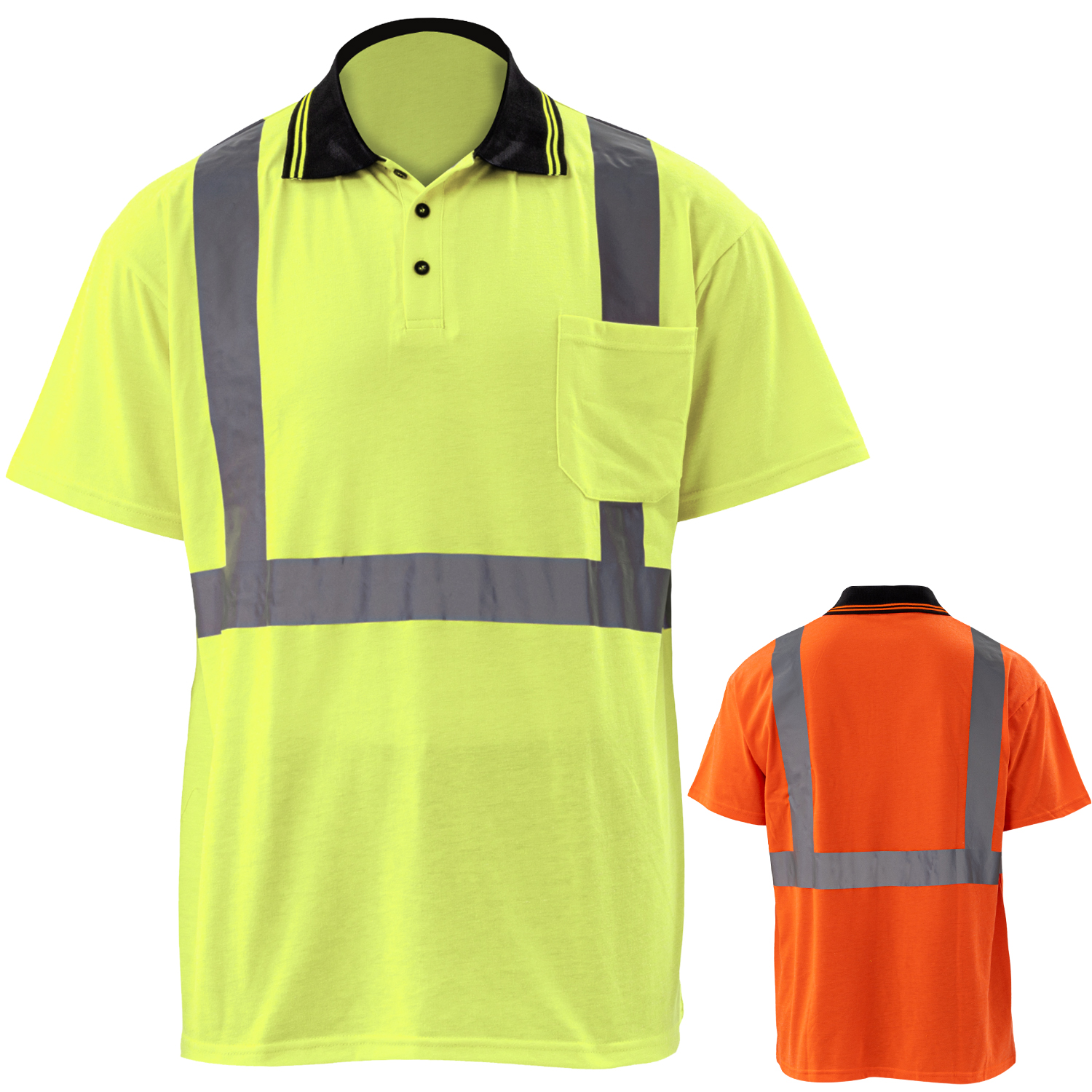 Class 2 Cotton Knitted Reflective Tape Polo Shirt with Pocket 8
