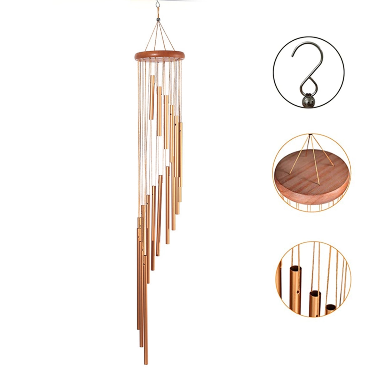 Gold Spiral Wind Chime with 18 Tubes 2