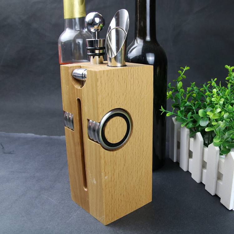 Red Wine Corkscrew Set w/ Wood Box 7